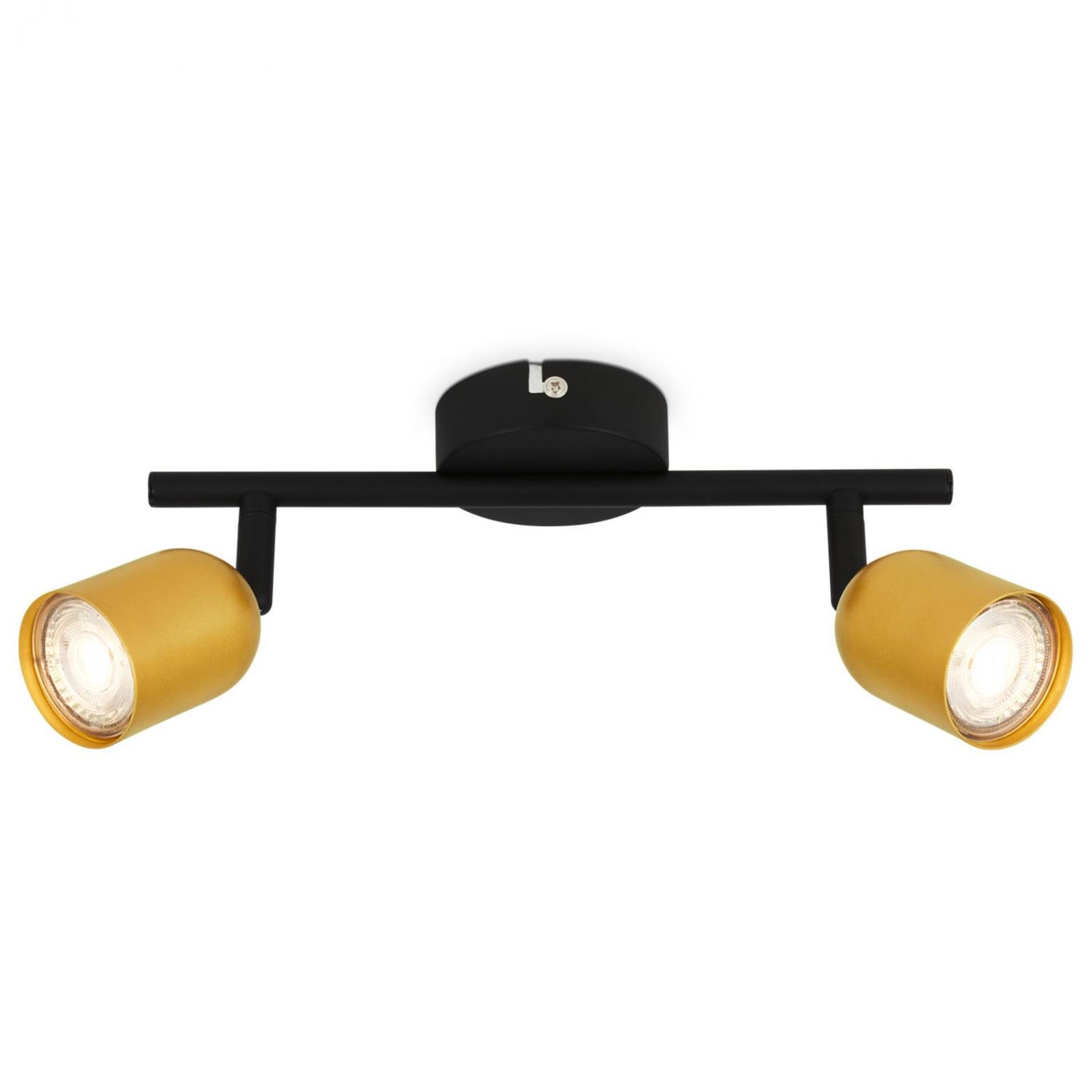 Levně BRILONER Bodové svítidlo Spot, 27,5 cm, 2x GU10, max. 9W, černá/zlatá 2145027