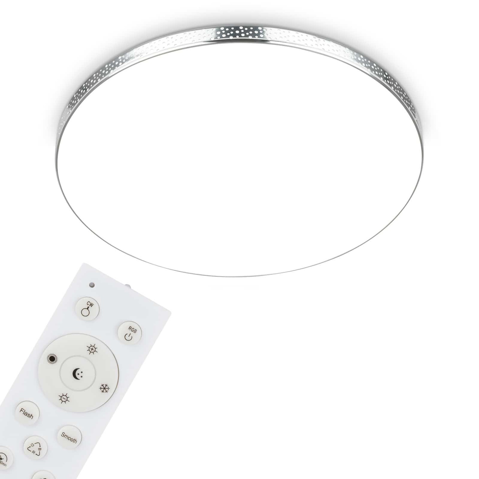 BRILONER RGB-CCT LED stropní svítidlo, pr. 45,5 cm, 24W, 2700 lm, chrom IP44 BRILO 3679-118