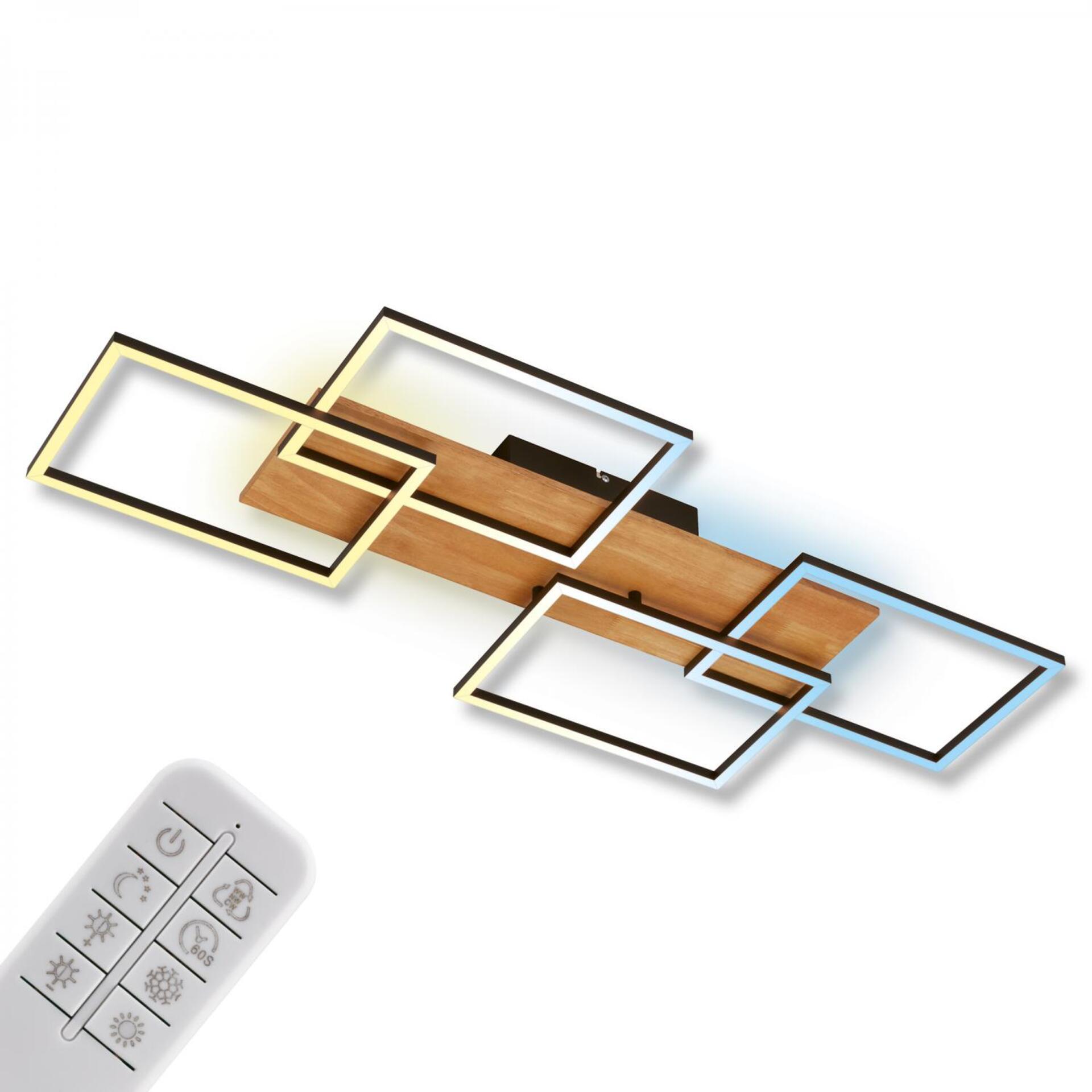 Levně BRILONER Cornice LED stropní svítidlo, stmívatelné, 4 rámy, 5200lm, 47W, CCT, dálkový ovladač, černá 3810014
