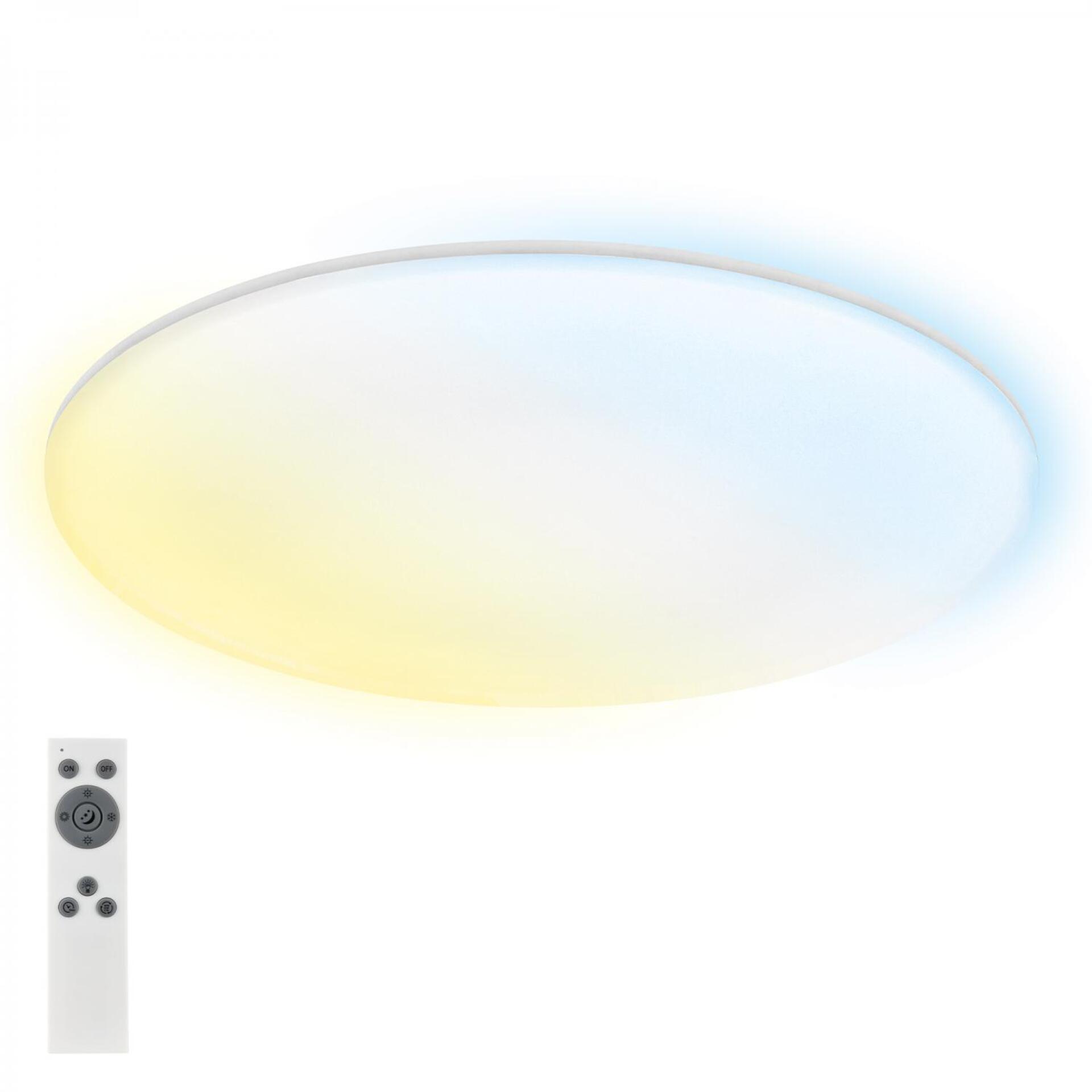 Levně BRILONER Rowny LED stropní svítidlo do koupelny, dálkový ovladač, stmívatelné, CCT ovladač, přímé a nepřímé osvětlení, kruhové 45 cm, bílé 3835016