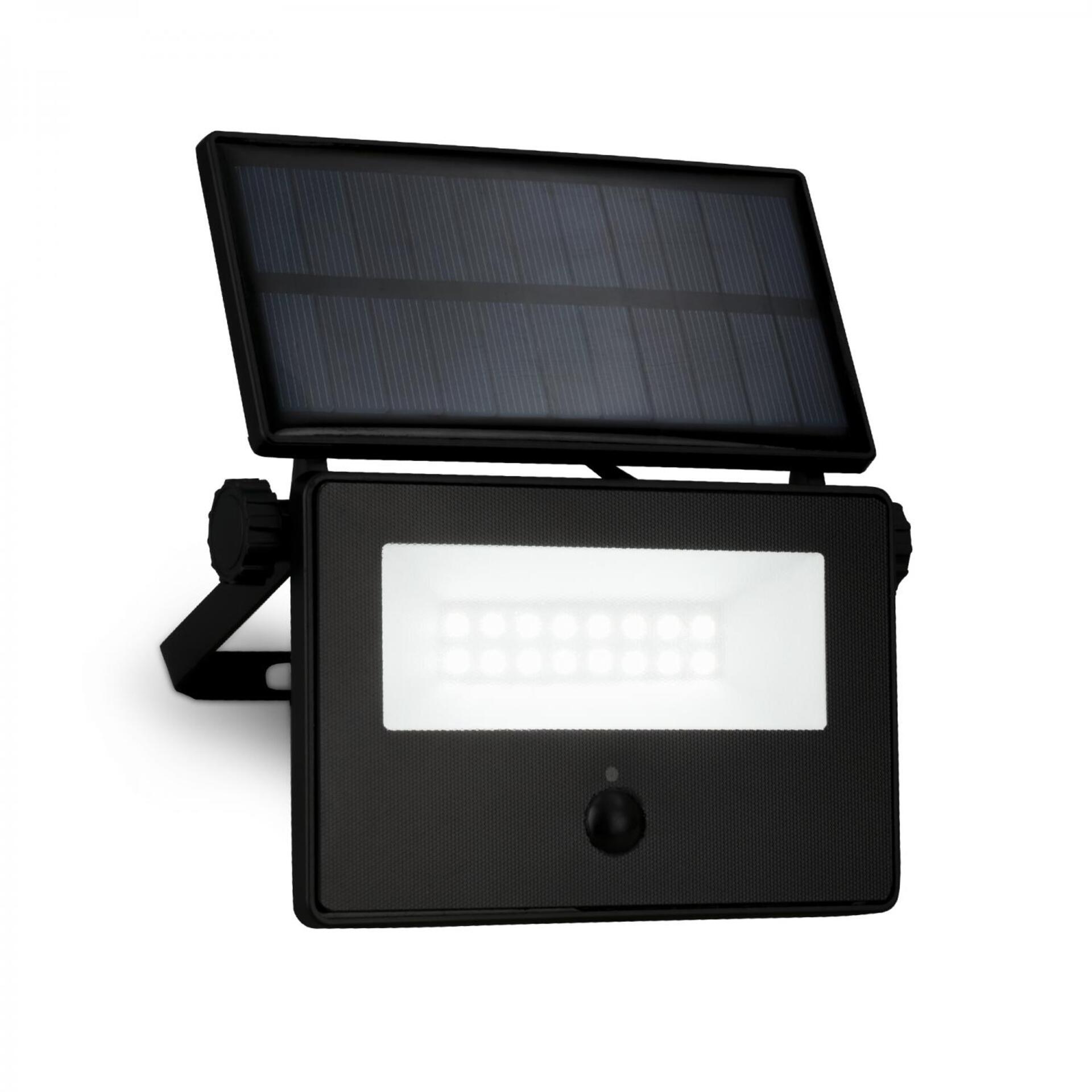 Levně BRILONER Solární LED venkovní nástěnné svítidlo vč. IR senzoru, černé, 5W, 400 lm, sklo/plast 3856015