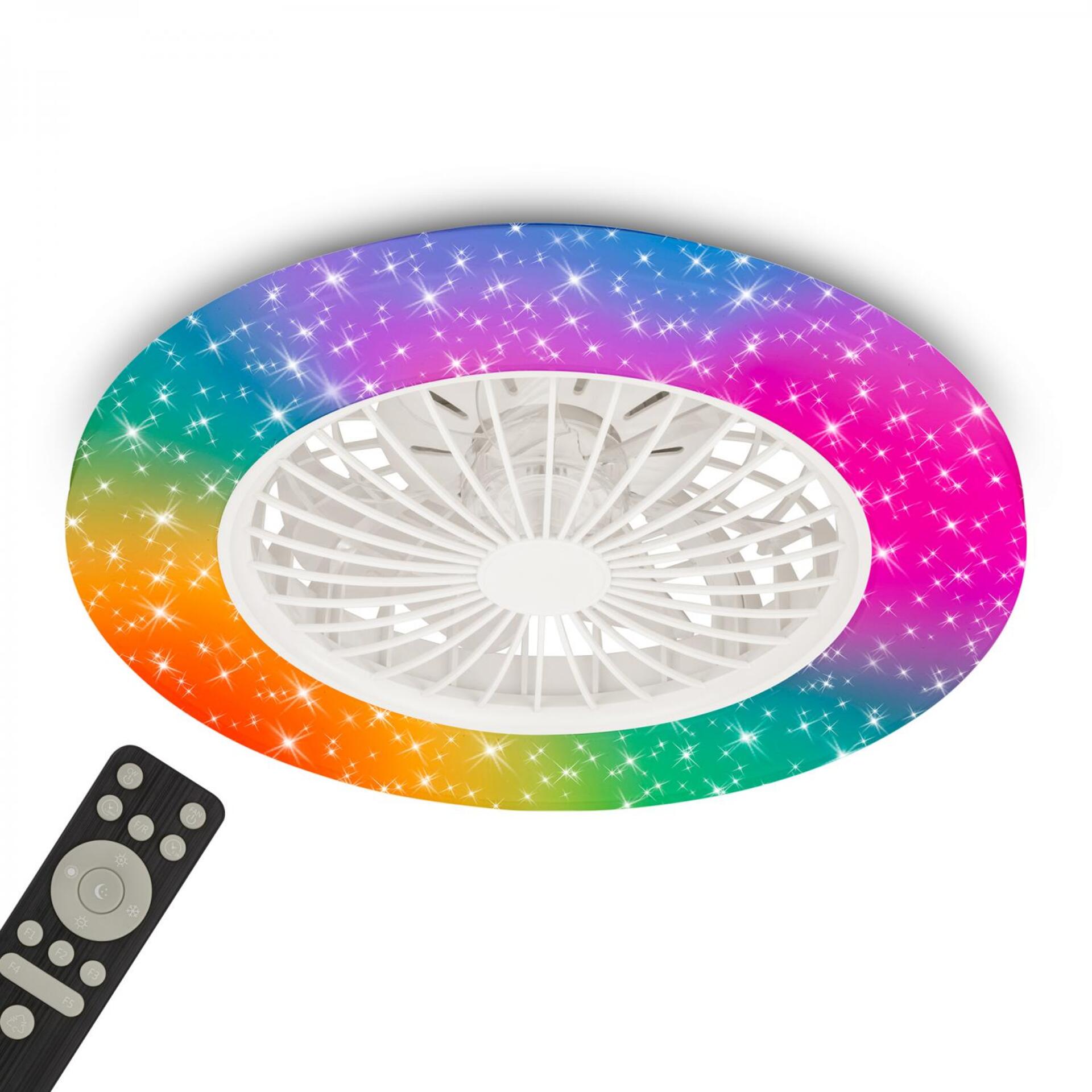 Levně BRILONER Tuuletin A stropní svítidlo s ventilátorem pr.48,5 cm - 48W, 5300lm, LED, stmívatelné, dálkový ovladač, CCT, RGBIC, bílé 3890016