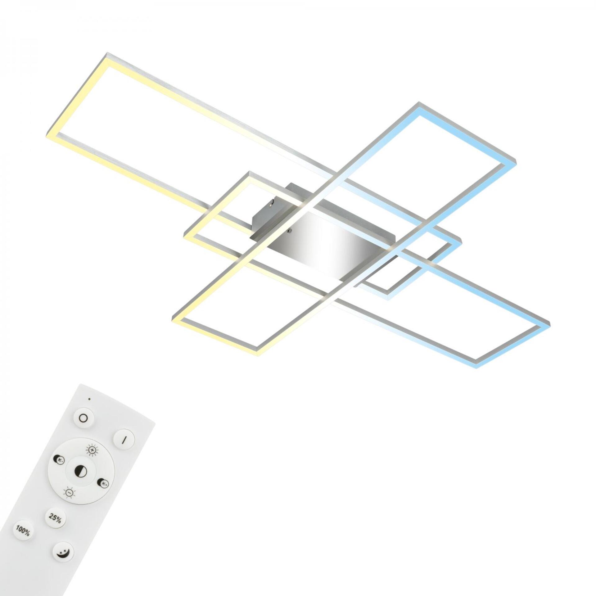 Levně BRILONER Roami LED stropní svítidlo, stmívatelné, dálkový ovladač, CCT ovladač, chrom/hliník 3931019