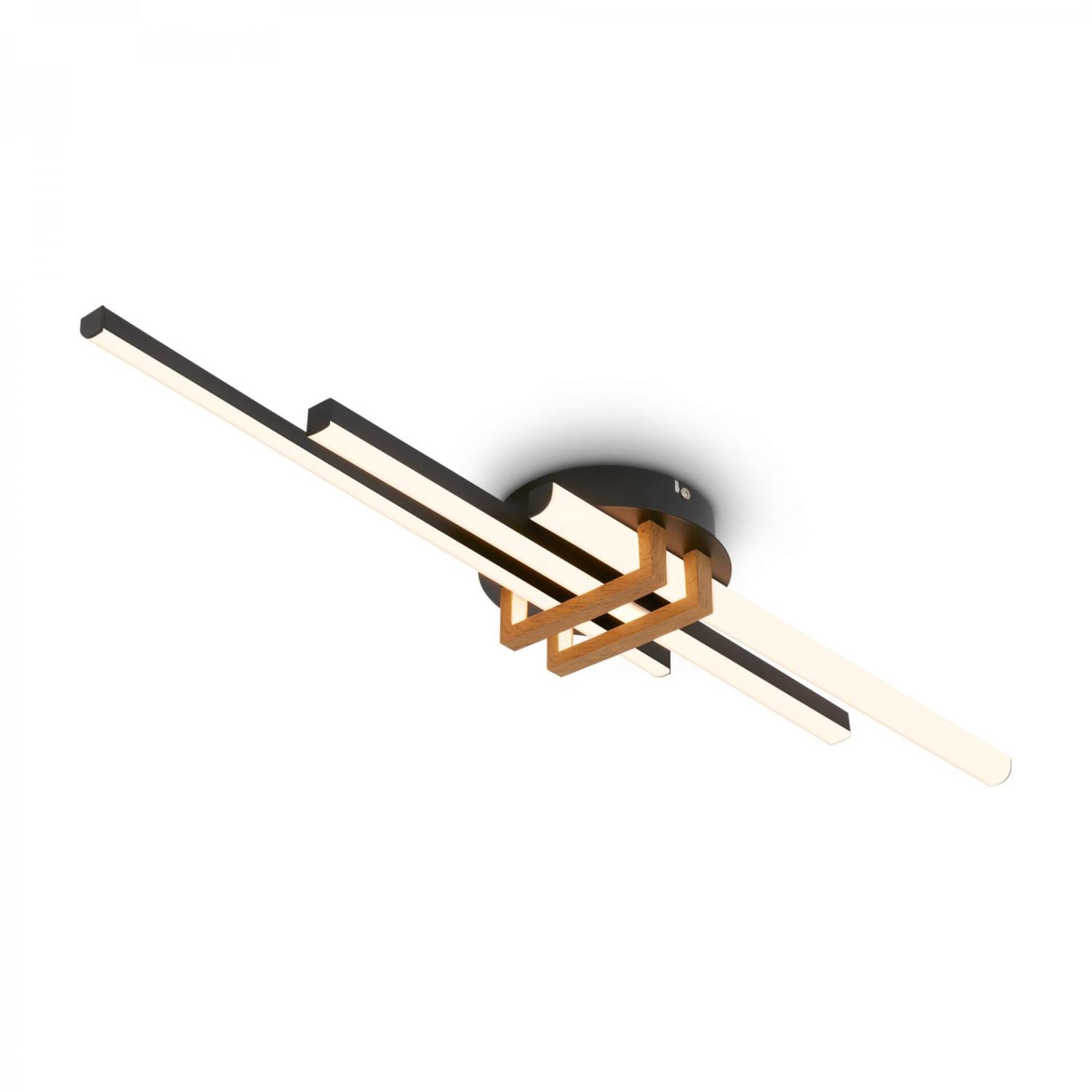 Levně BRILONER Tinka stropní svítidlo 78x16 cm - 21W, 2400lm, LED, teplá bílá, černá/dřevo 3952035
