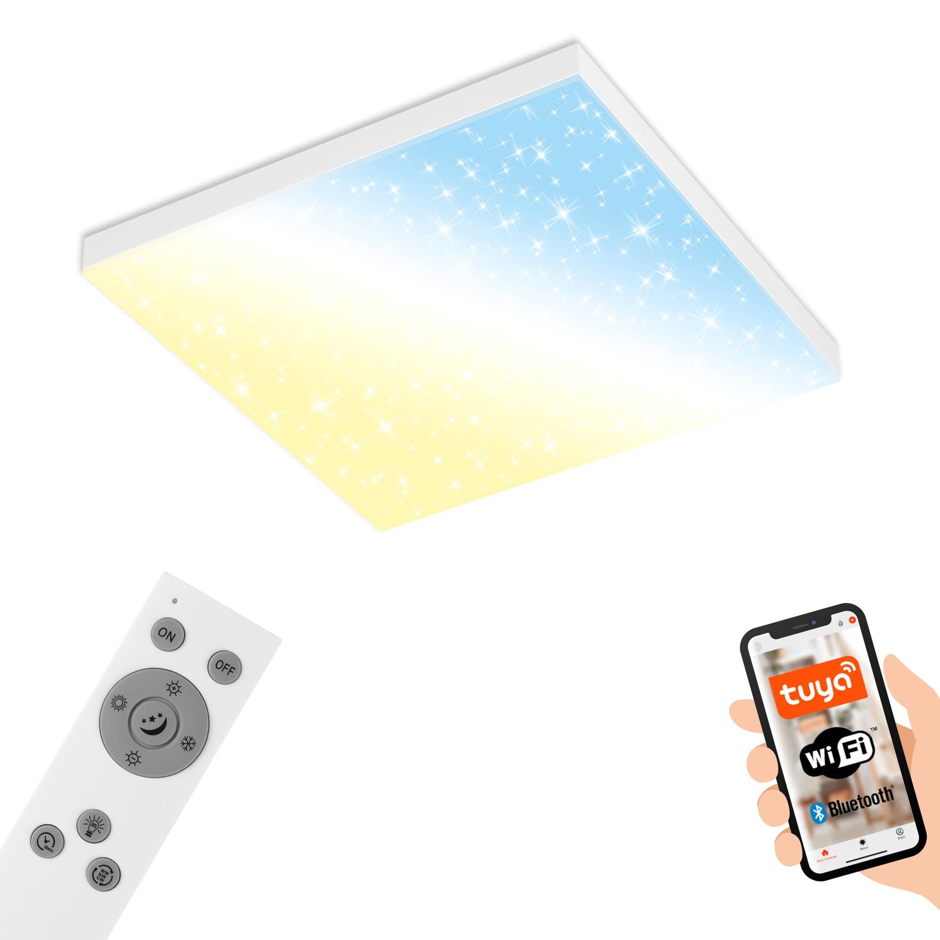 BRILONER Hvězdné nebe CCT svítidlo LED panel, 45cm, 24 W, 2500 lm, bílé BRILO 7382-016