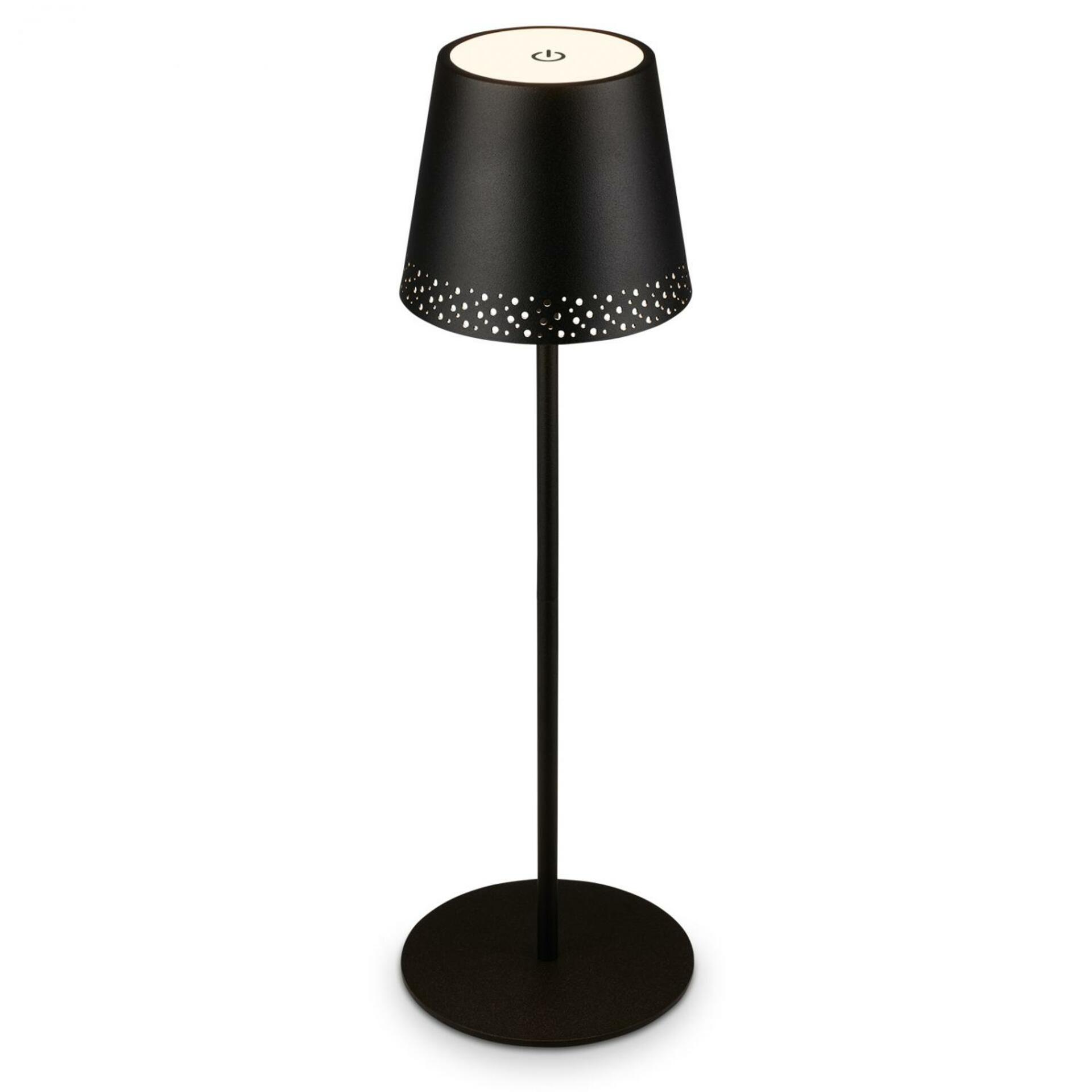 BRILONER LED nabíjecí stolní lampa 38 cm 2,6W 280lm černá IP44 BRILO 7438-015