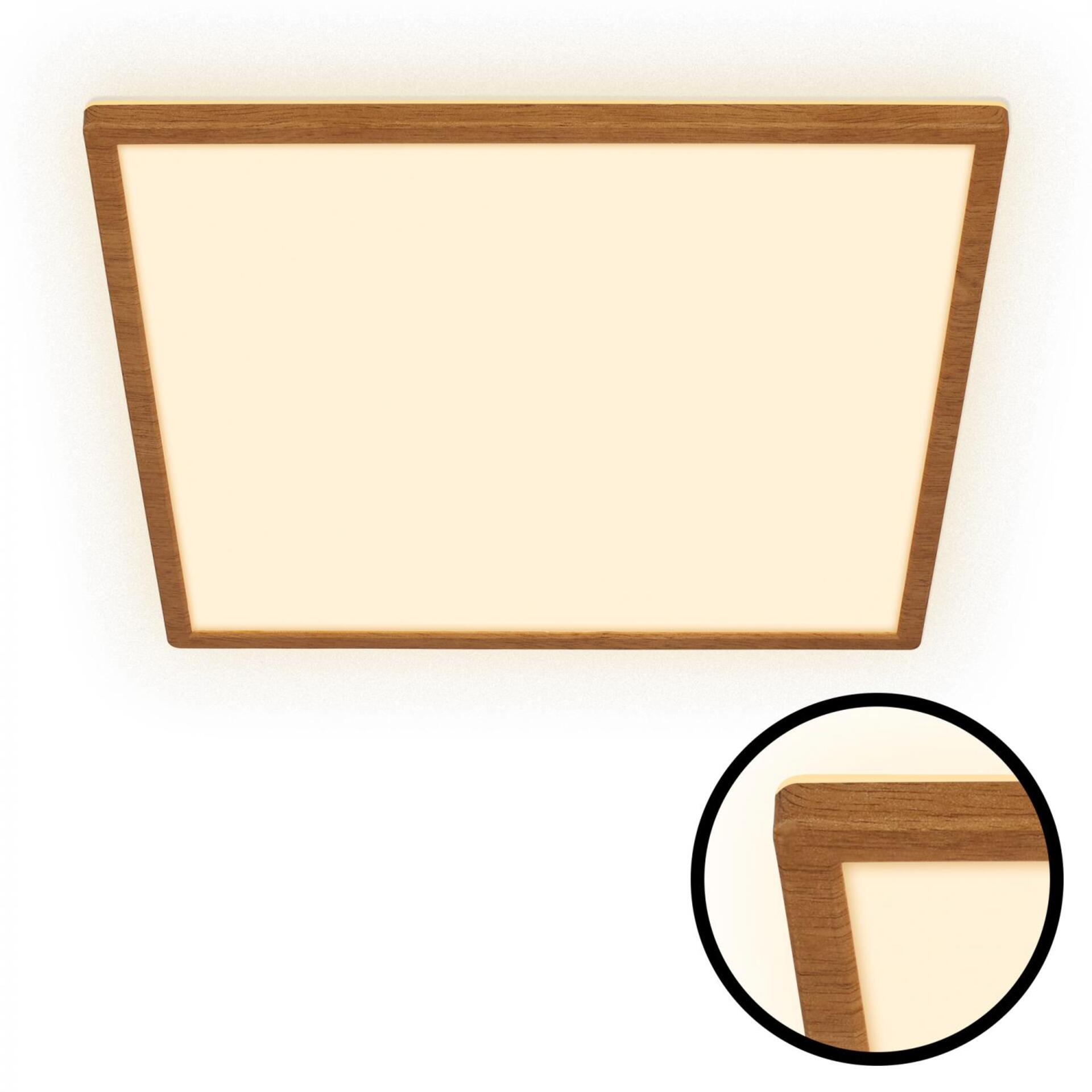 Levně BRILONER Tava Wood LED stropní svítidlo, přímé a nepřímé osvětlení, ploché, imitace dřeva, 42x42 cm 7453314