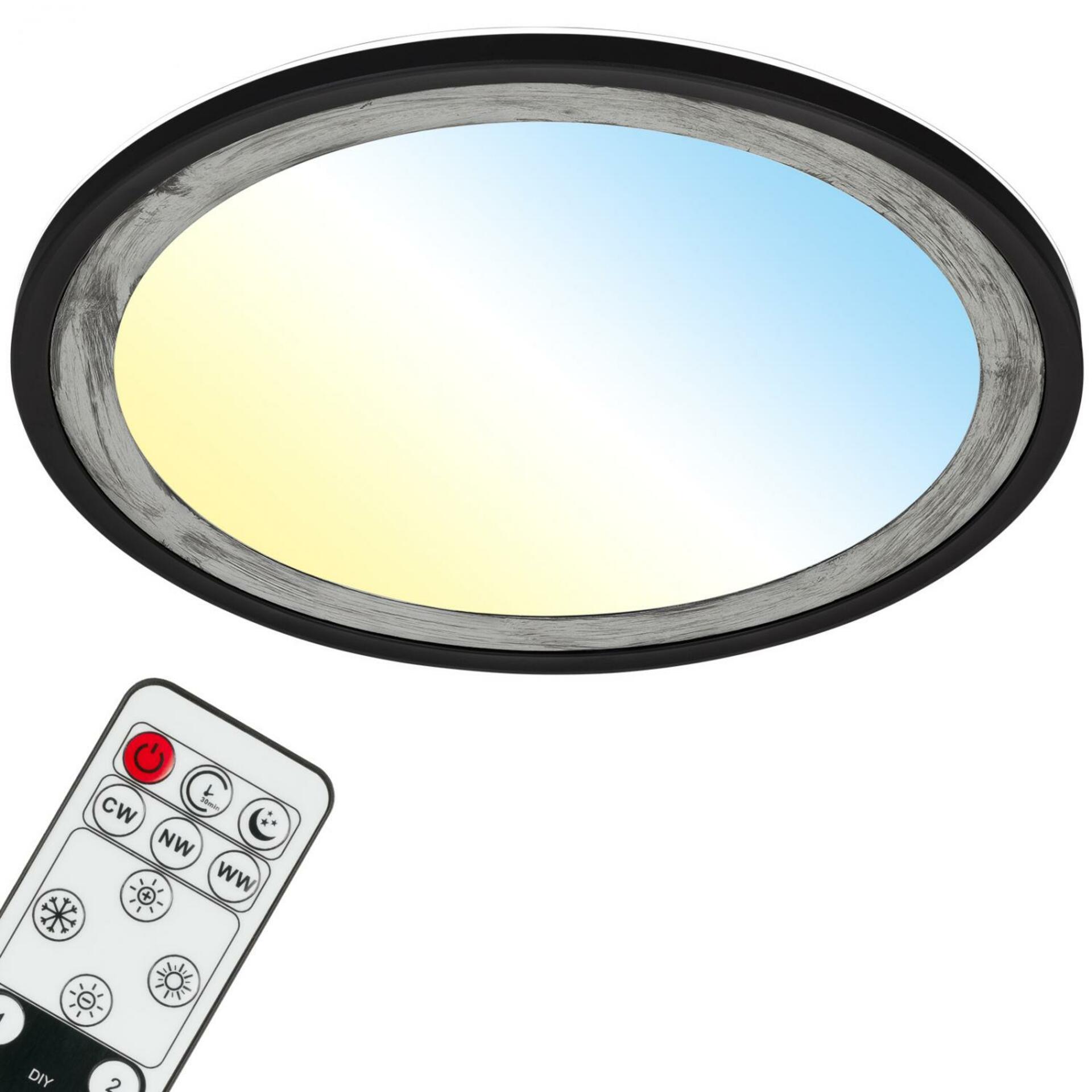 BRILONER Ultraploché CCT-svítidlo LED panel s přímým a nepřímým osvětlením, pr.42 cm, LED, 22 W, 3000 lm, černá-stříbrná BRILO 7455-414