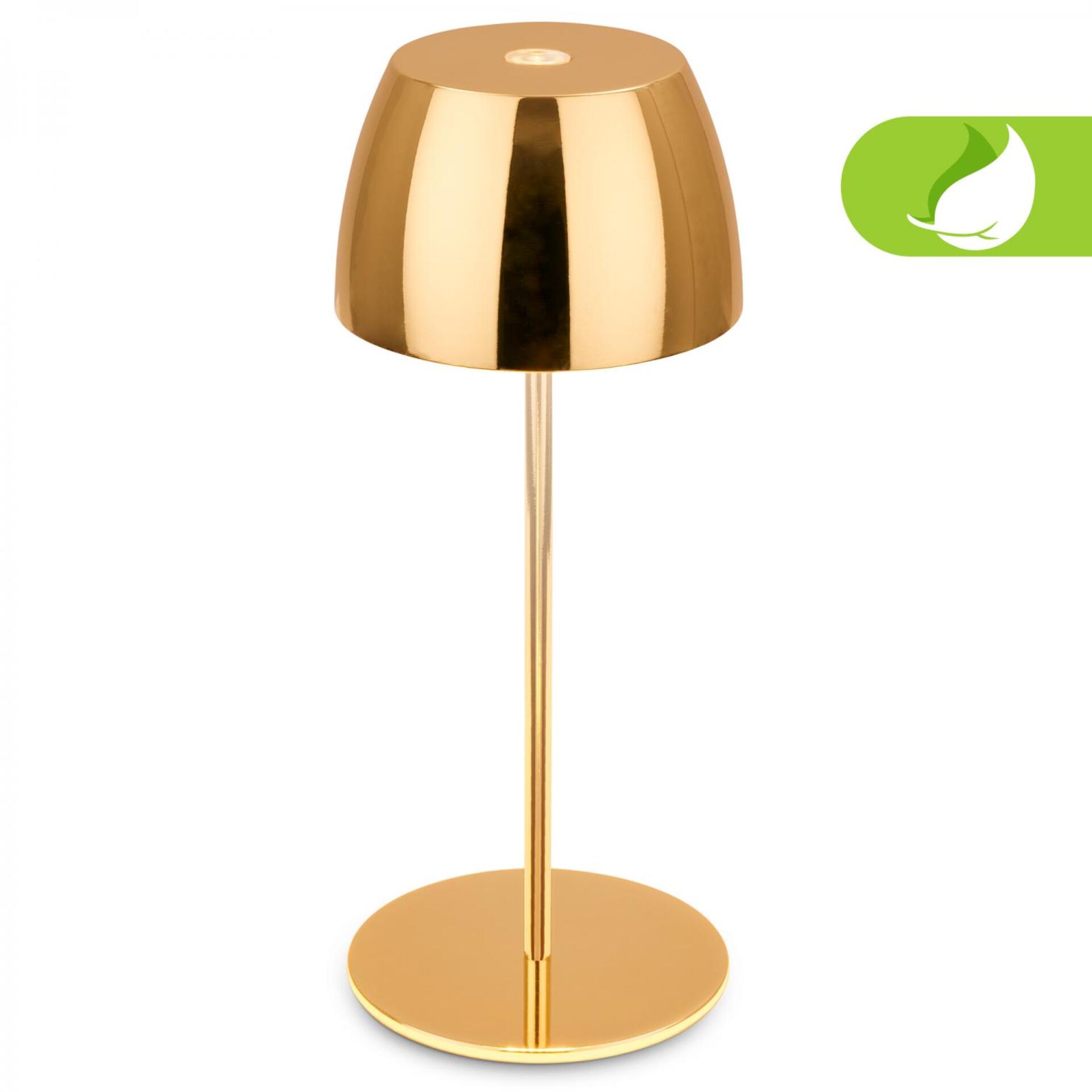 Levně BRILONER LED nabíjecí stolní lampička Serina Mini, bezdrátová, 20cm, IP44, 2,5W, stmívatelné, dotykový vypínač, zlatá 7503017