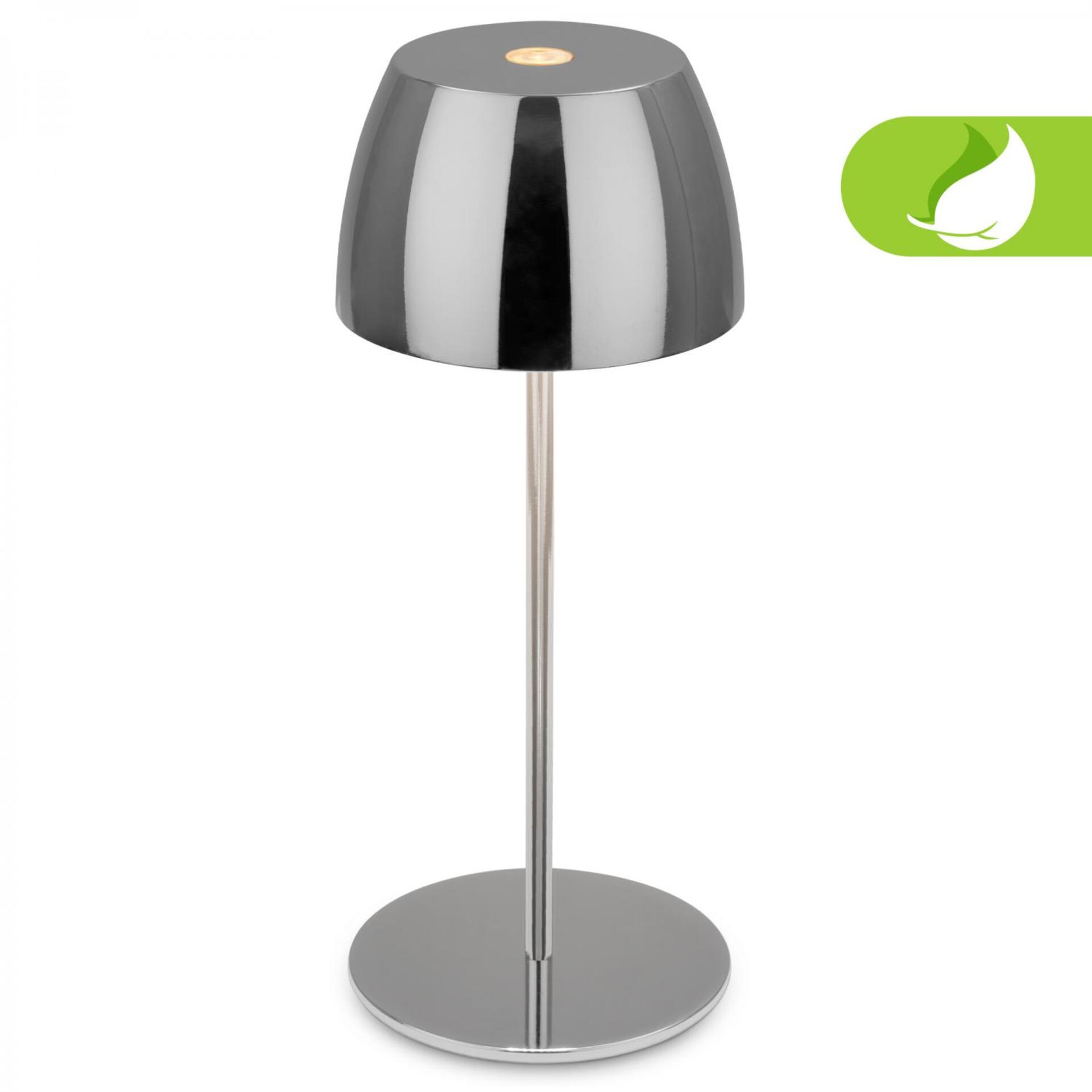 Levně BRILONER LED nabíjecí stolní lampička Serina Mini, bezdrátová, 20cm, IP44, 2,5W, stmívatelné, dotykový vypínač, chrom 7503018