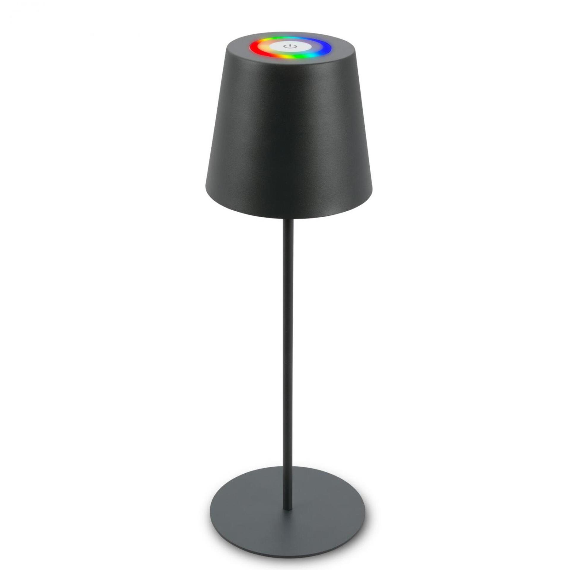 Levně BRILONER Kiki stolní lampička bezdrátová, dotykový vypínač, pestrobarevné RGB+W světlo, nastavitelná výška, antracit 7507015