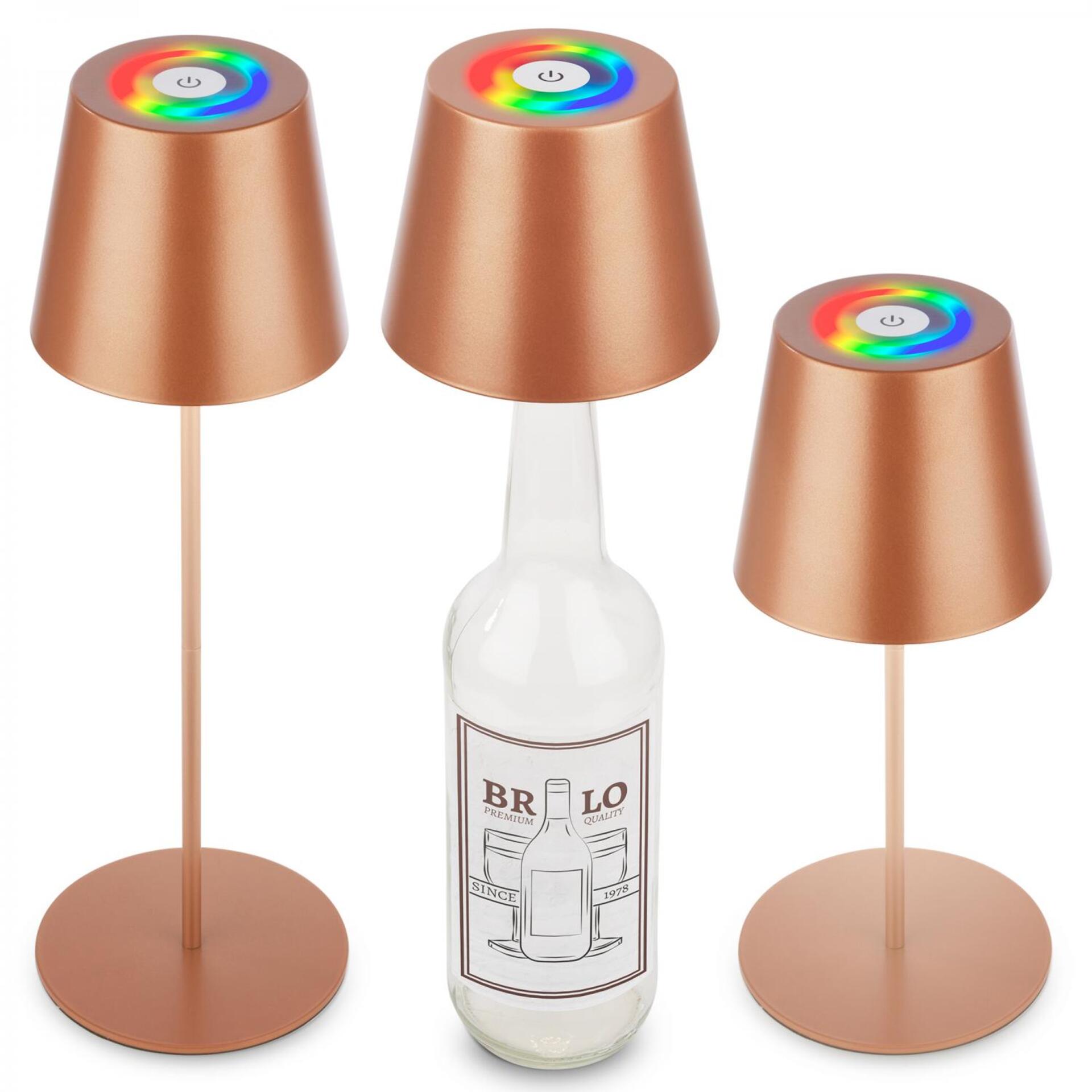 Levně BRILONER Calida stolní lampička - 2,5W, 200lm, nabíjecí, LED, stmívatelné, RGBW, uchycení na láhev, bronzová 7510013