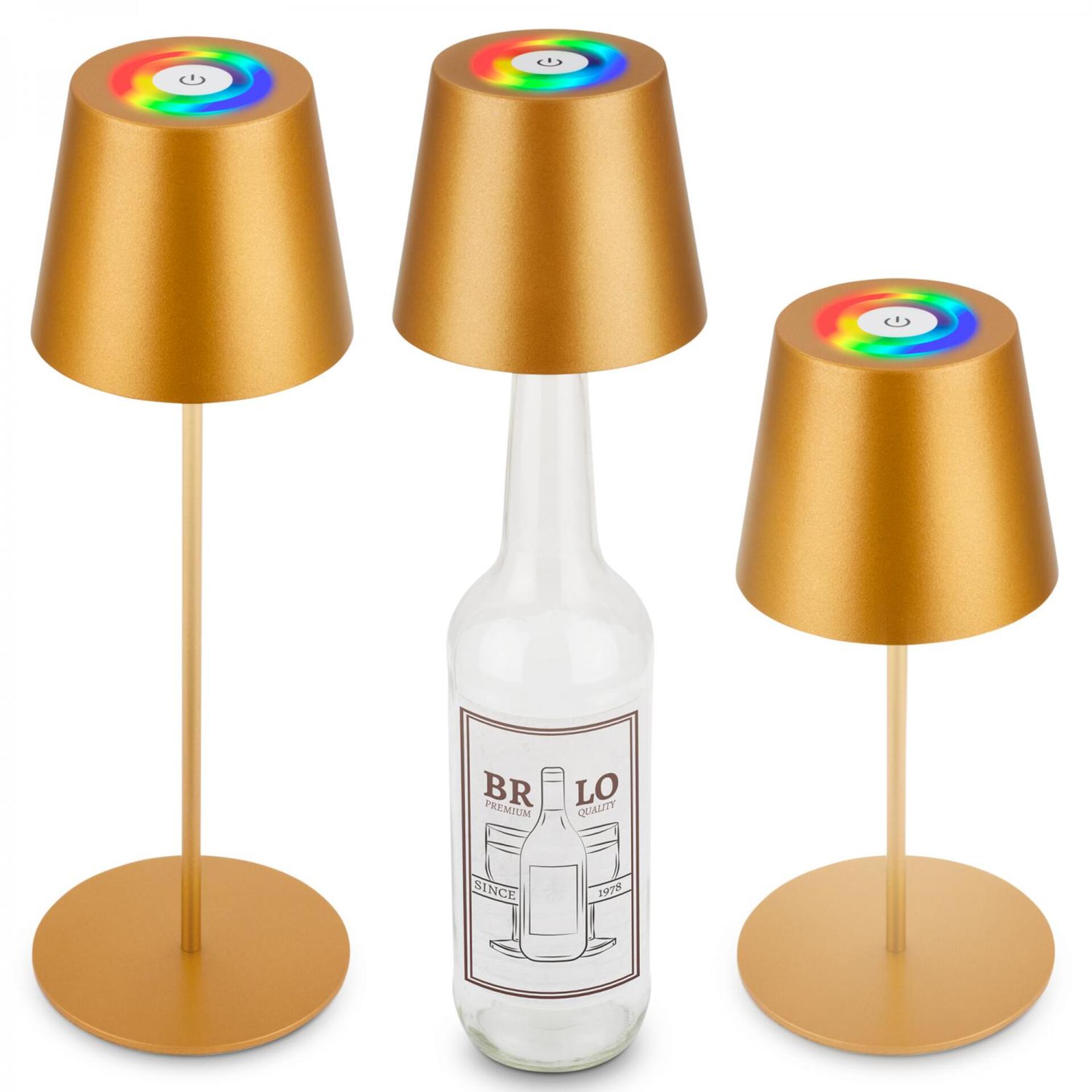 Levně BRILONER Calida 3 v 1 RGBW LED stolní lampička bezdrátová IP44, stmívatelné, dotykový vypínač, zlatá 7510017