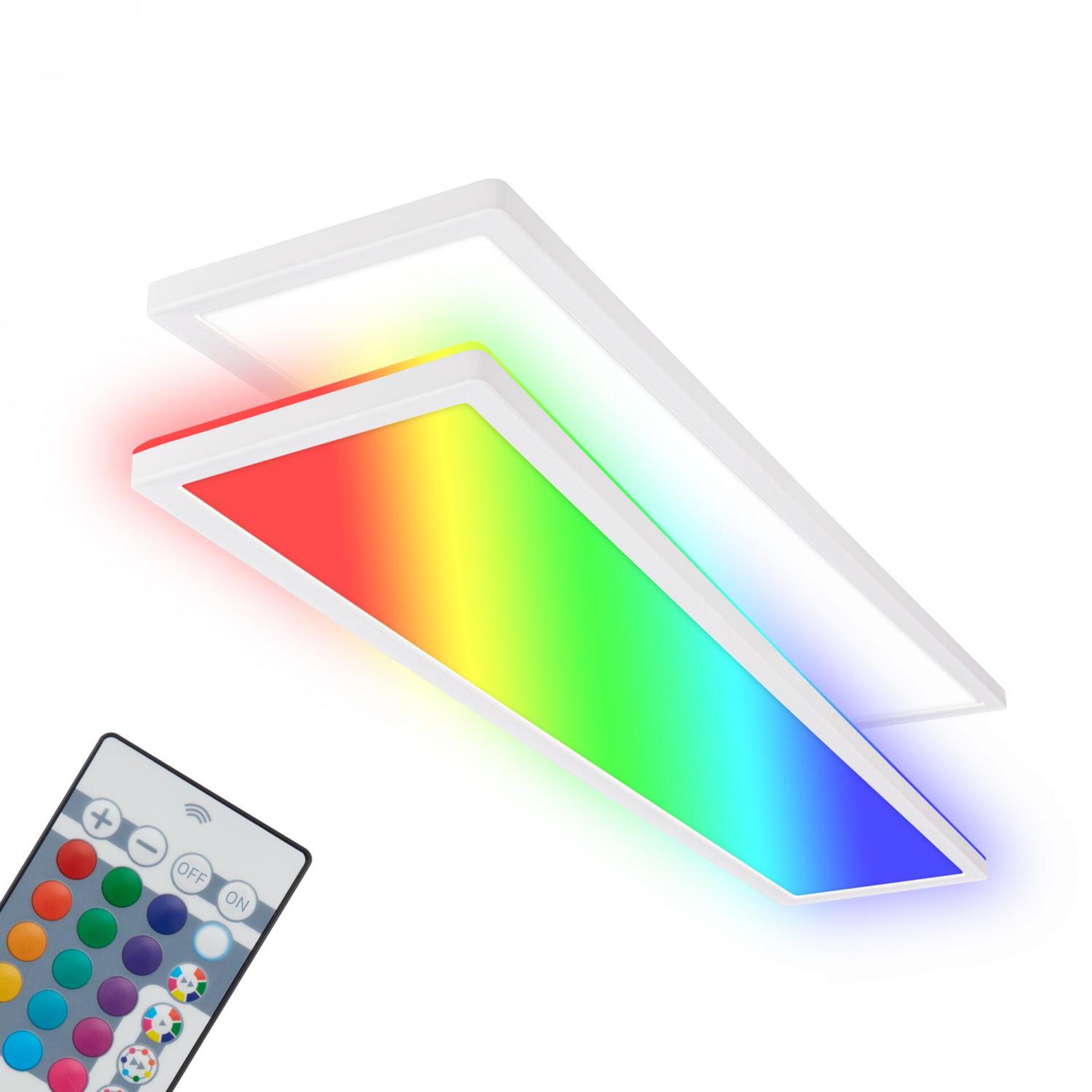 Levně BRILONER Tava LED stropní svítidlo, dálkový ovladač, RGB, ploché, stmívatelné, bílé 7540016