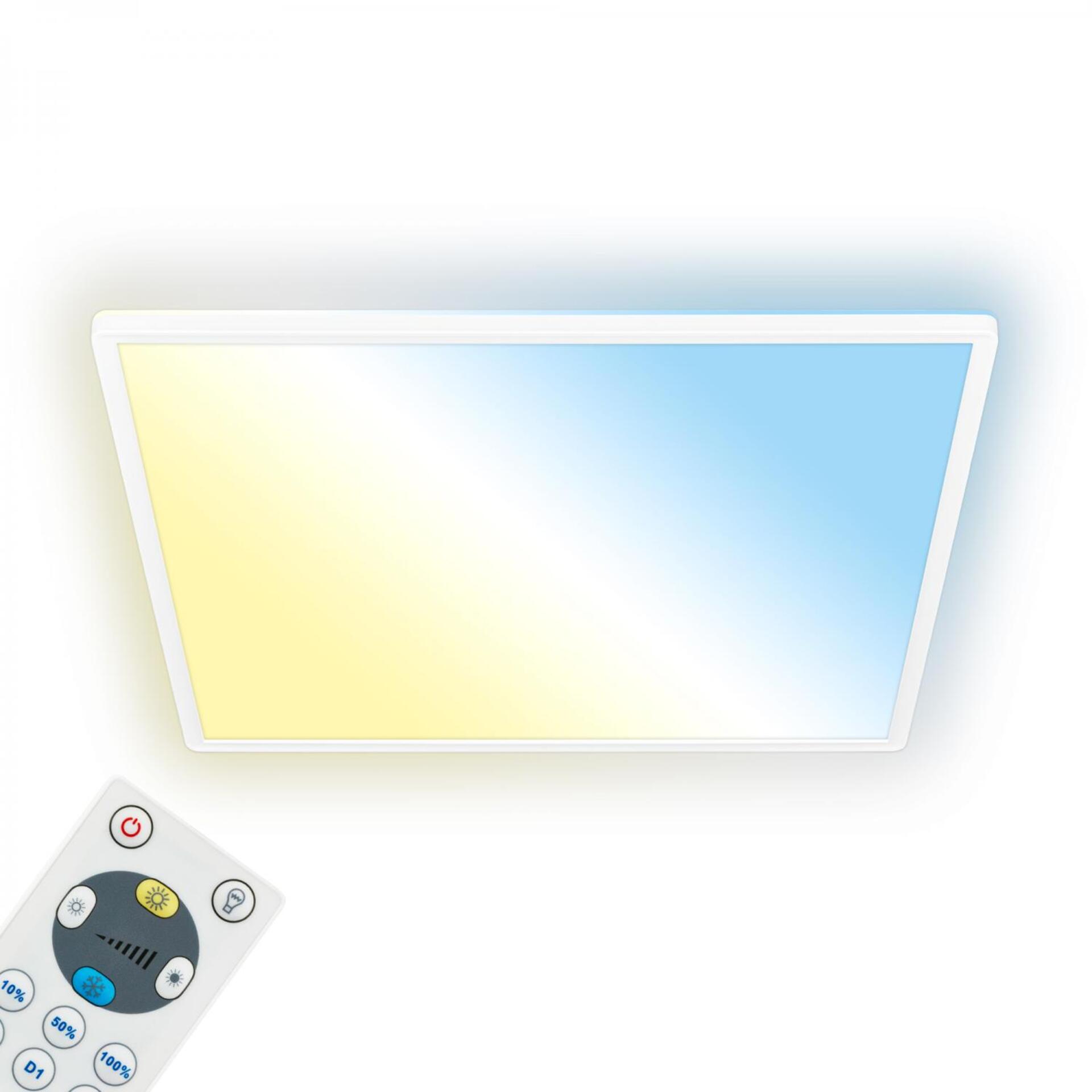 Levně BRILONER LED stropní svítidlo, ploché, dálkový ovladač, přímé a nepřímé osvětlení, bílé 7541016