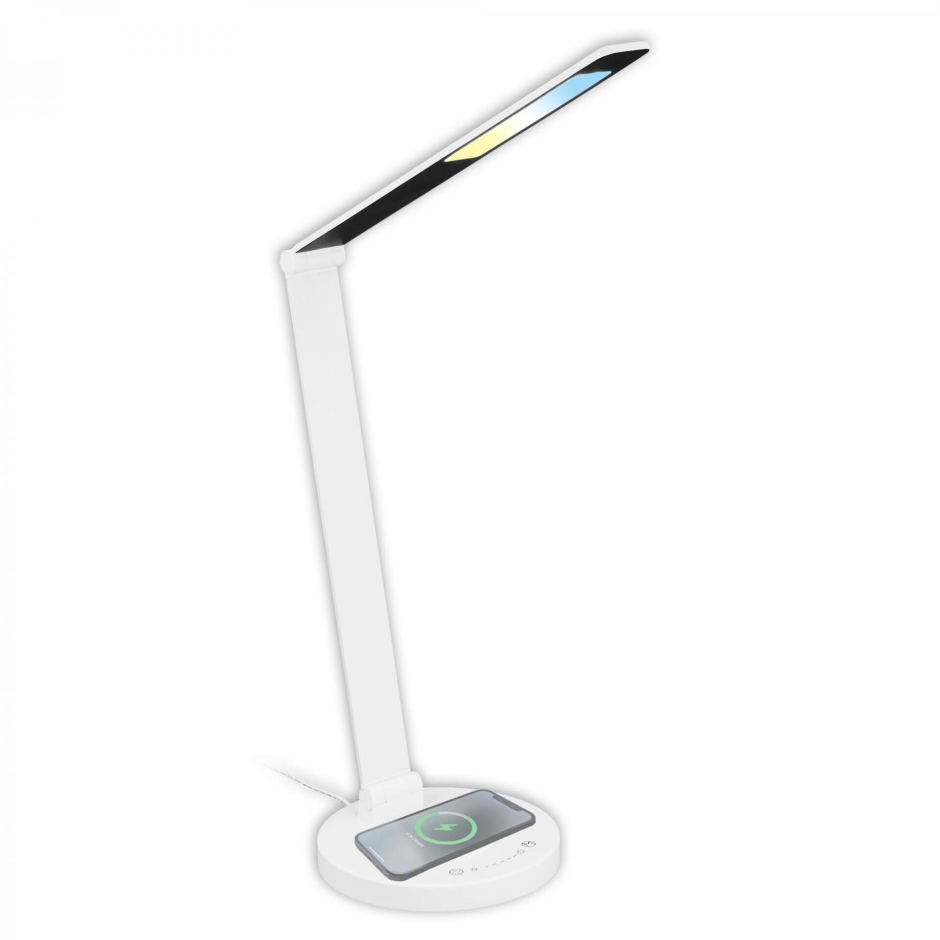 Levně BRILONER Cuma LED lampa na psací stůl, bezdrátové nabíjení telefonu, stmívatelná, bílá 7543016