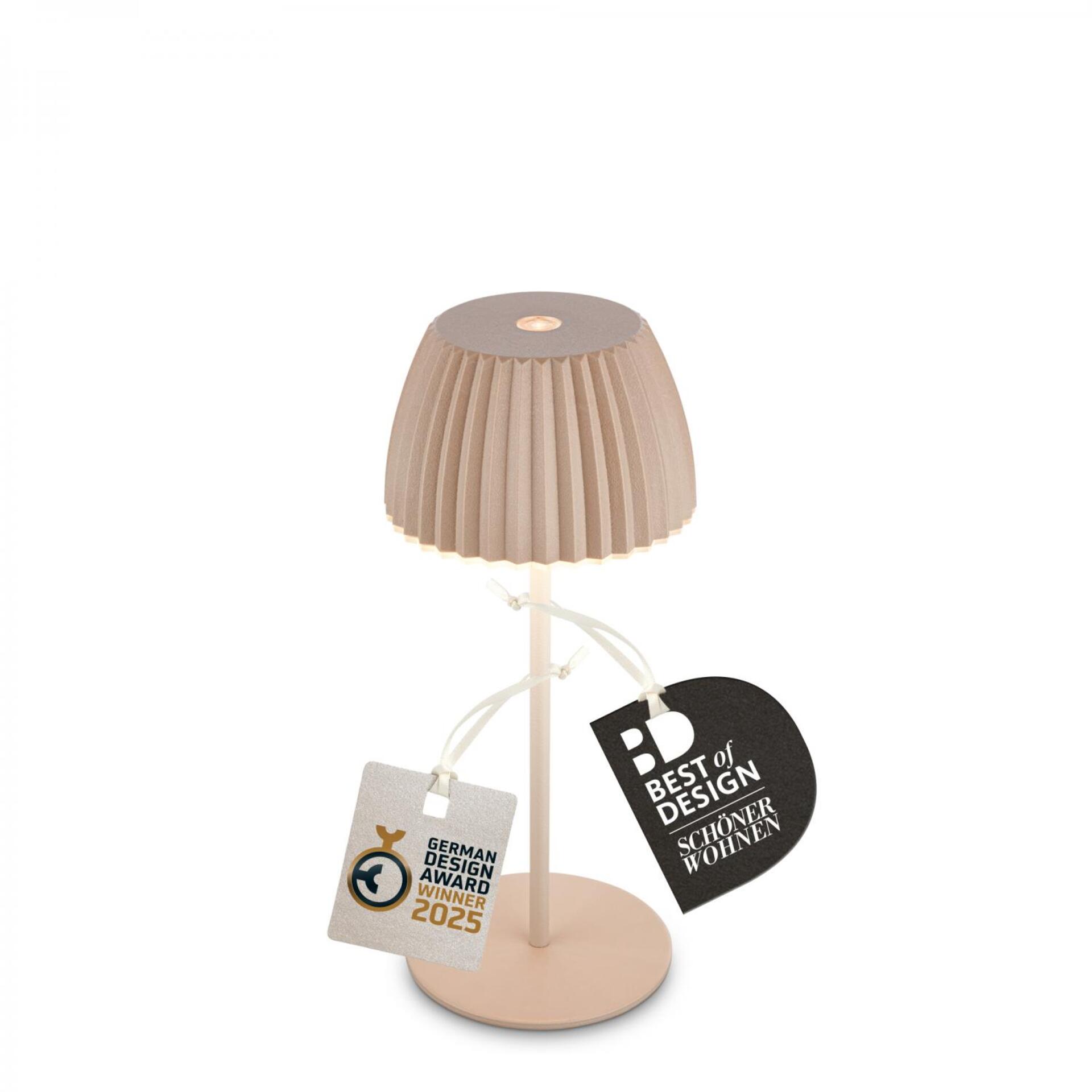 Levně BRILONER Nabíjecí stolní lampa Riffle Mini - 20 cm, 1,5W, 150lm, bezdrátová, LED, stmívatelné, dotykový vypínač, béžová 7552011