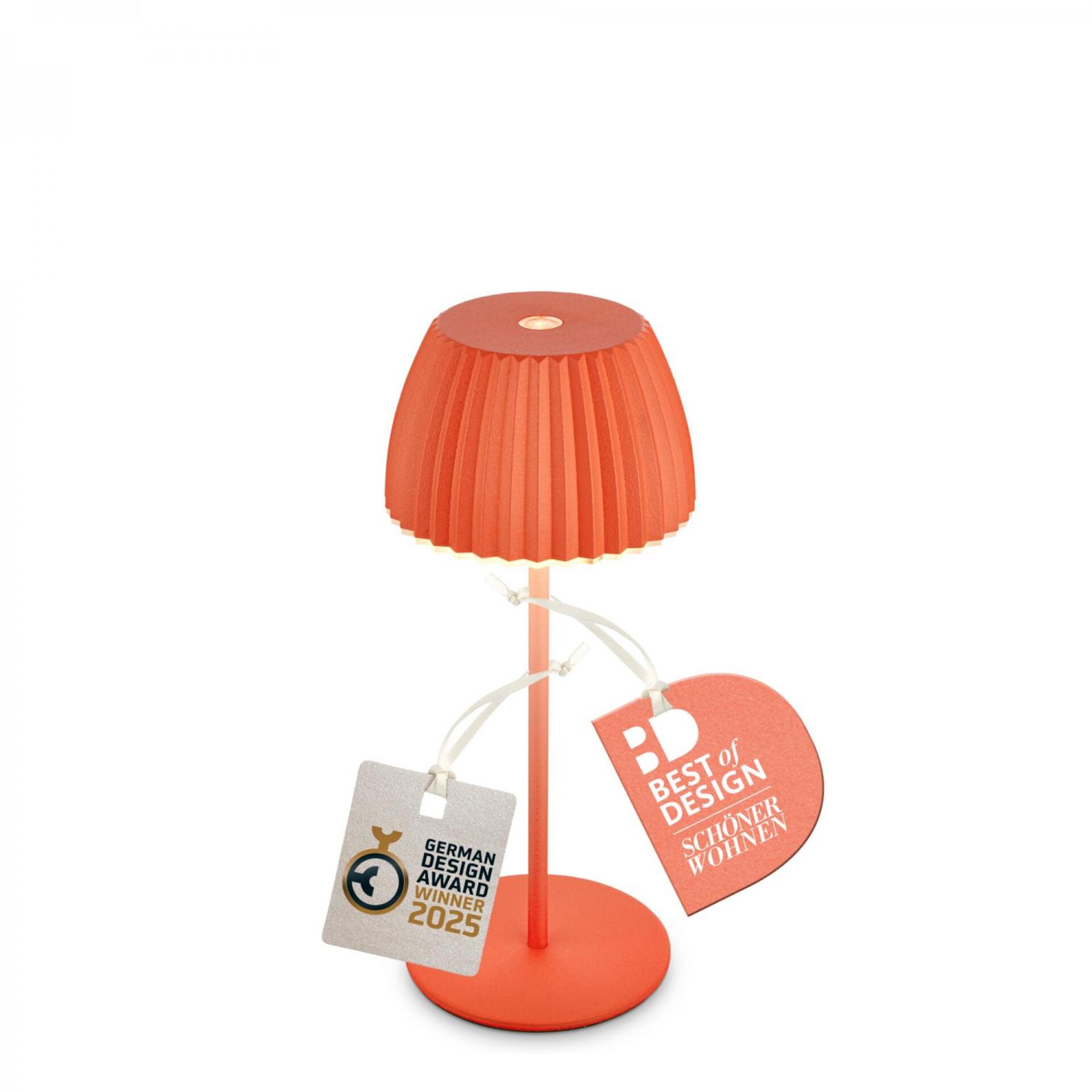 Levně BRILONER Nabíjecí stolní lampa Riffle Mini - 20 cm, 1,5W, 150lm, bezdrátová, LED, stmívatelné, dotykový vypínač, oranžová 7552012