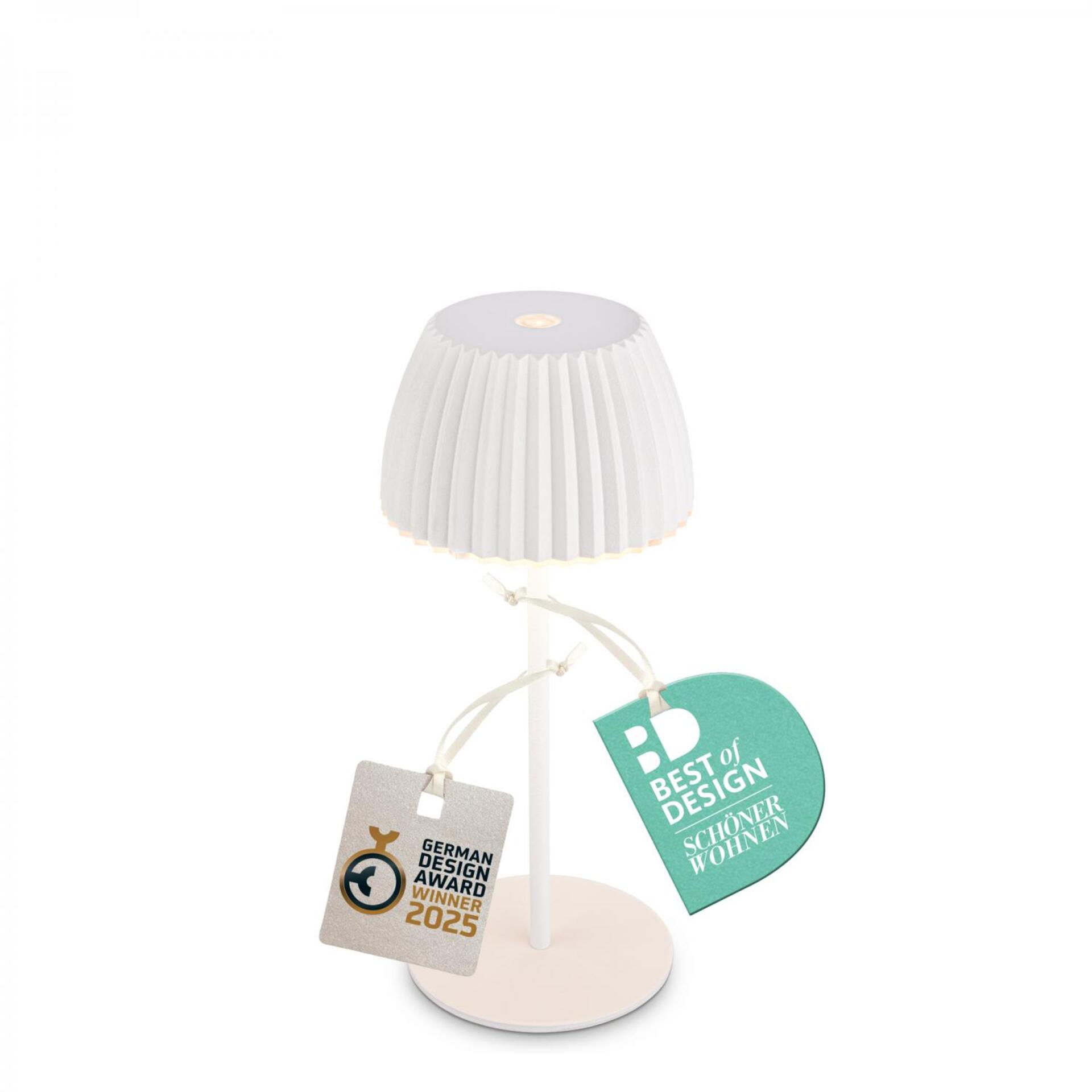 Levně BRILONER Nabíjecí stolní lampa Riffle Mini - 20 cm, 1,5W, 150lm, bezdrátová, LED, stmívatelné, dotykový vypínač, bílé 7552016