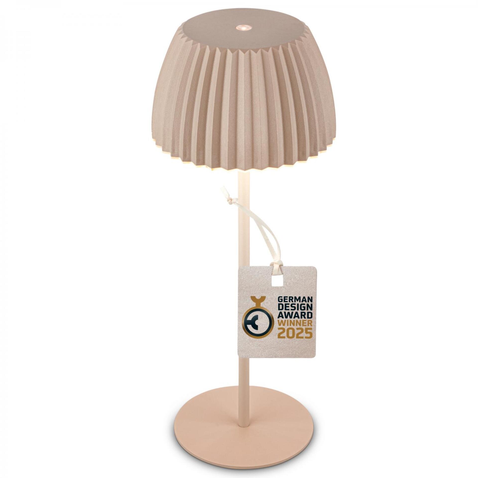 Levně BRILONER Nabíjecí stolní lampa Riffle - 36,5 cm, 2W, 200lm, IP44, bezdrátová, LED, stmívatelná, dotykový vypínač, béžová 7553011