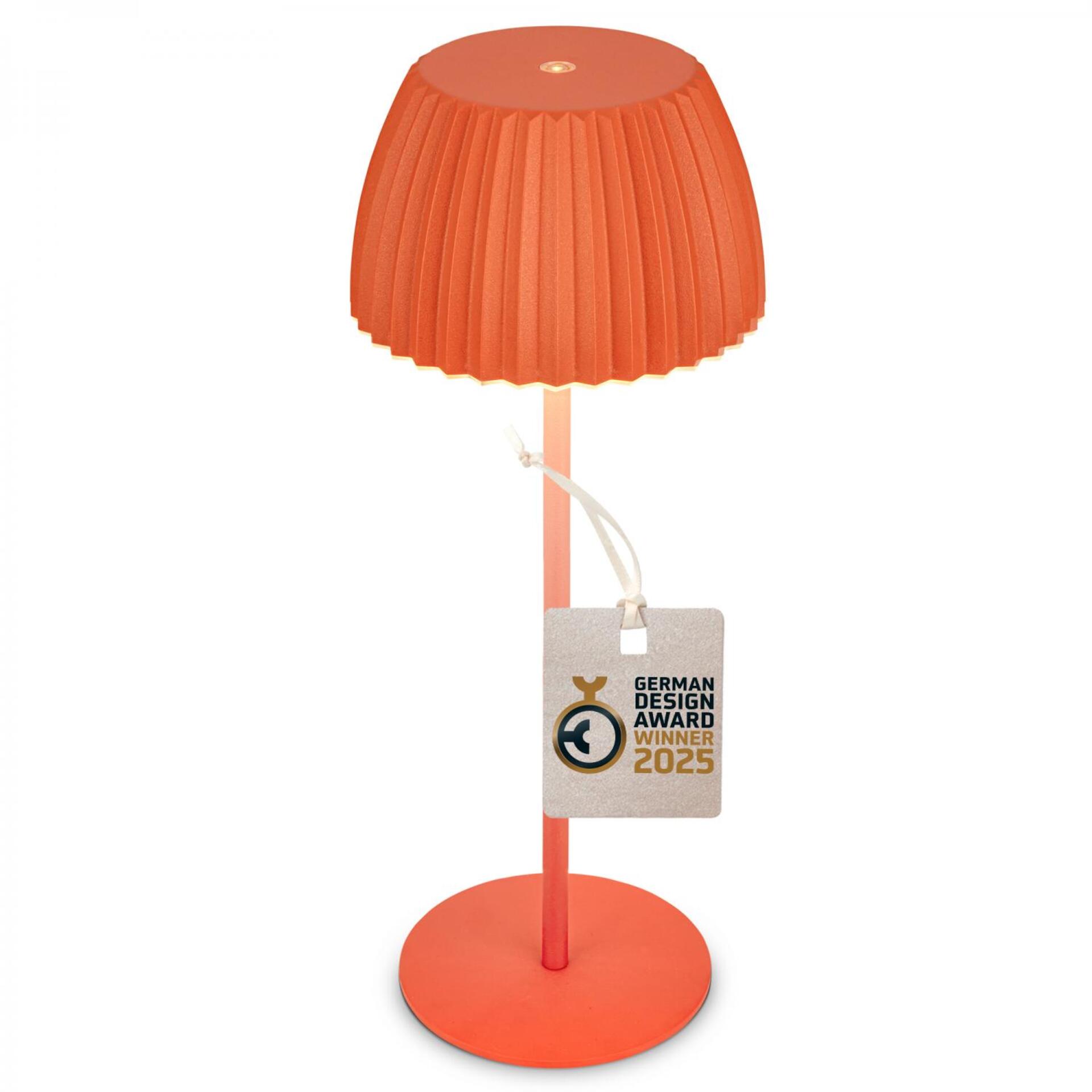 Levně BRILONER Nabíjecí stolní lampa Riffle - 36,5 cm, 2W, 200lm, IP44, bezdrátová, LED, stmívatelná, dotykový vypínač, oranžová 7553012