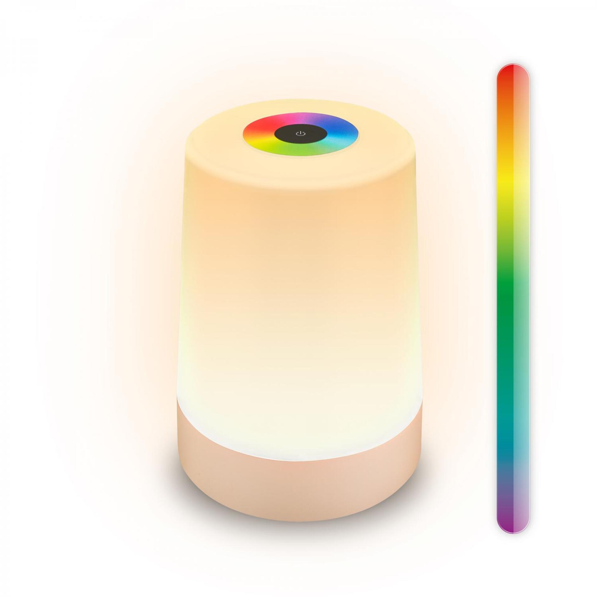 Levně BRILONER Nubsi stolní lampička - 2,8W, 280lm, nabíjecí, LED, stmívatelné, RGB+W, béžová mat 7554011