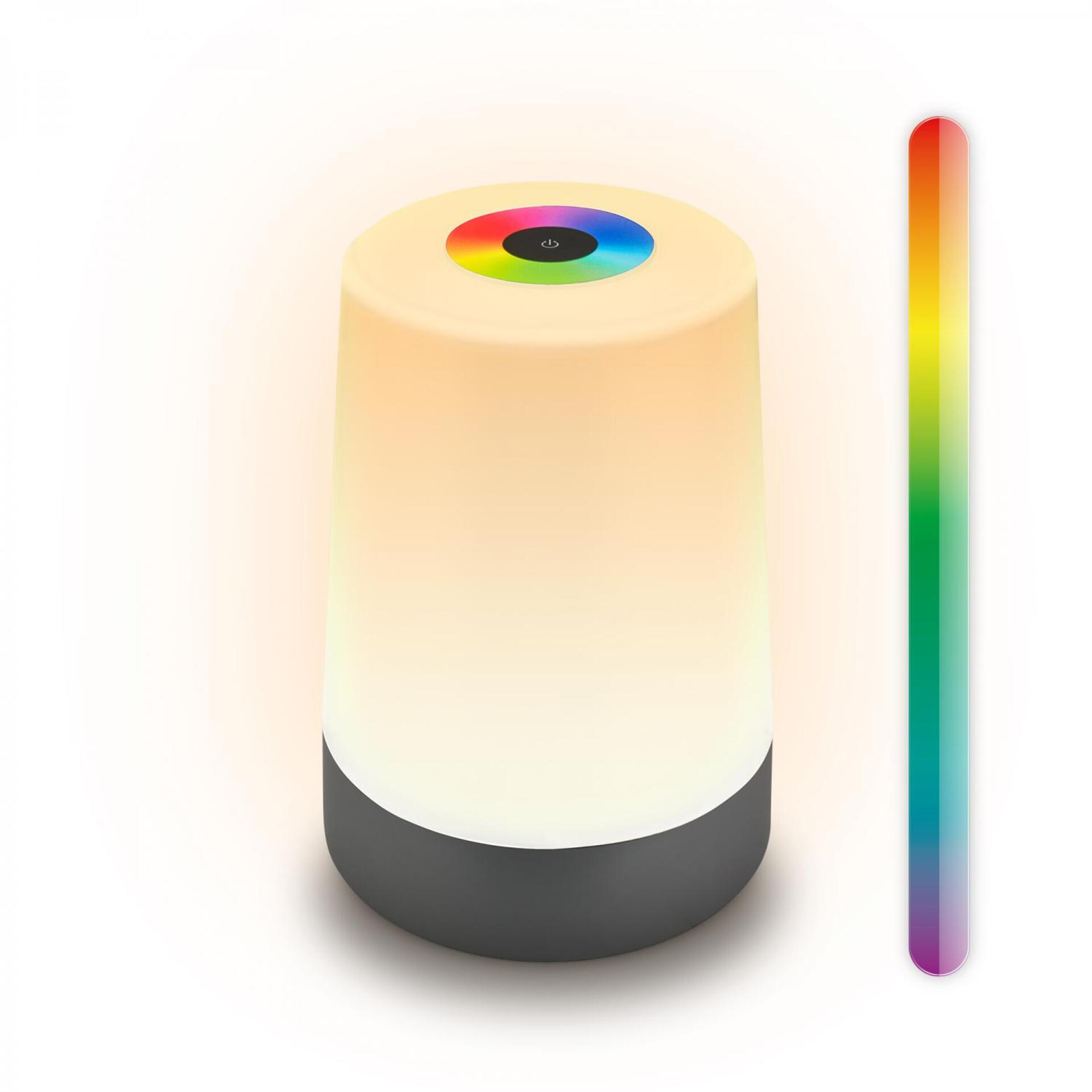 Levně BRILONER Nubsi stolní lampička - 2,8W, 280lm, nabíjecí, LED, stmívatelné, RGB+W, antracit mat 7554015