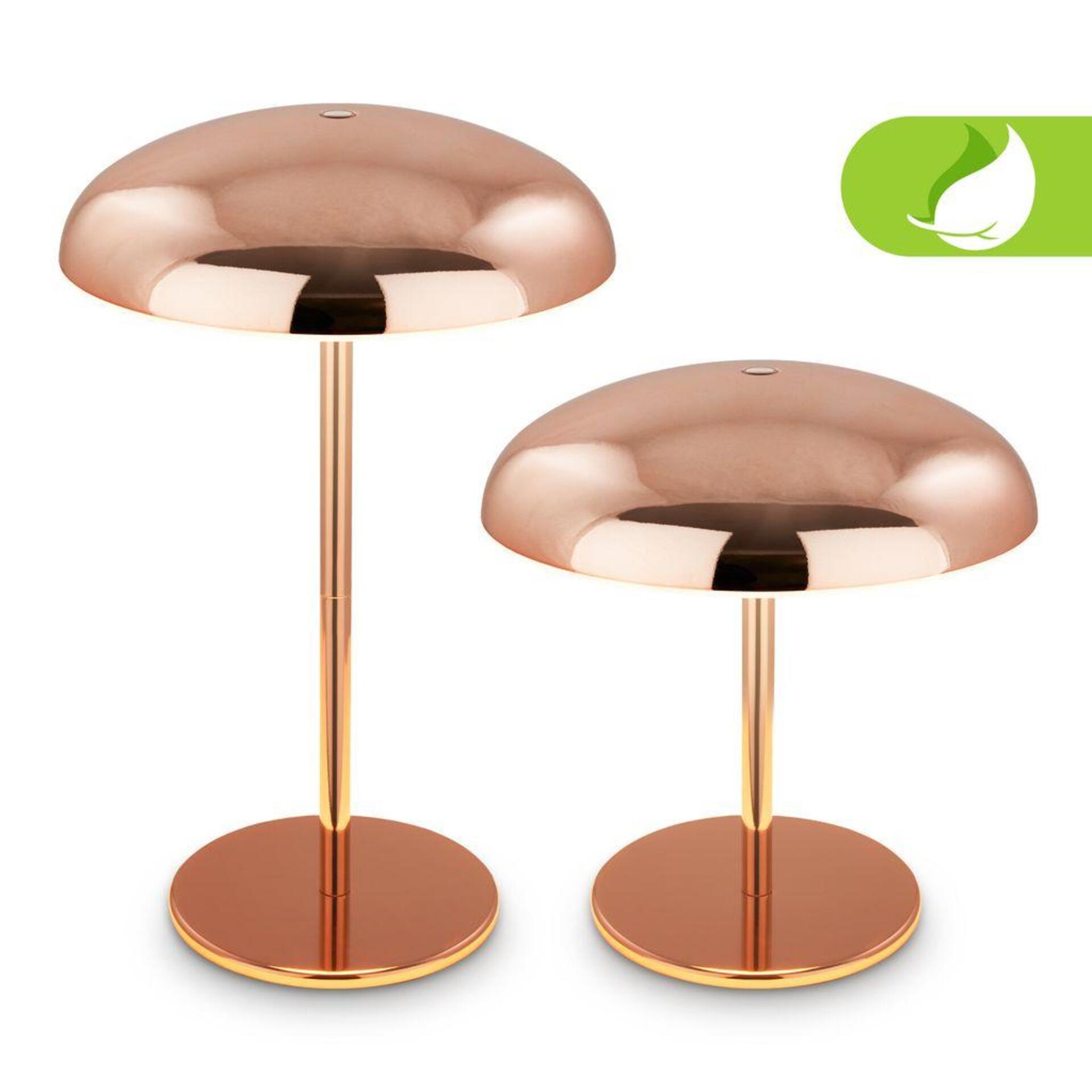 Levně BRILONER Caxa stolní lampa - 2,8W, 300lm, bezdrátová, IP44, LED, stmívatelná, dotykový vypínač, měď 7573013
