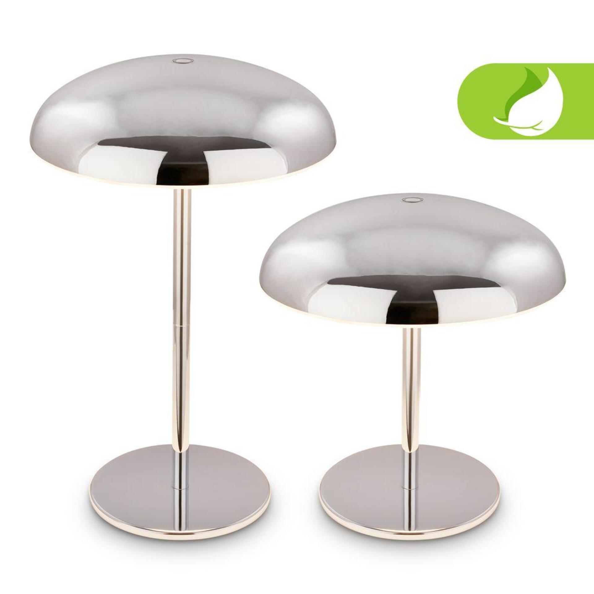 Levně BRILONER Caxa stolní lampa - 2,8W, 300lm, bezdrátová, IP44, LED, stmívatelná, dotykový vypínač, chrom 7573018