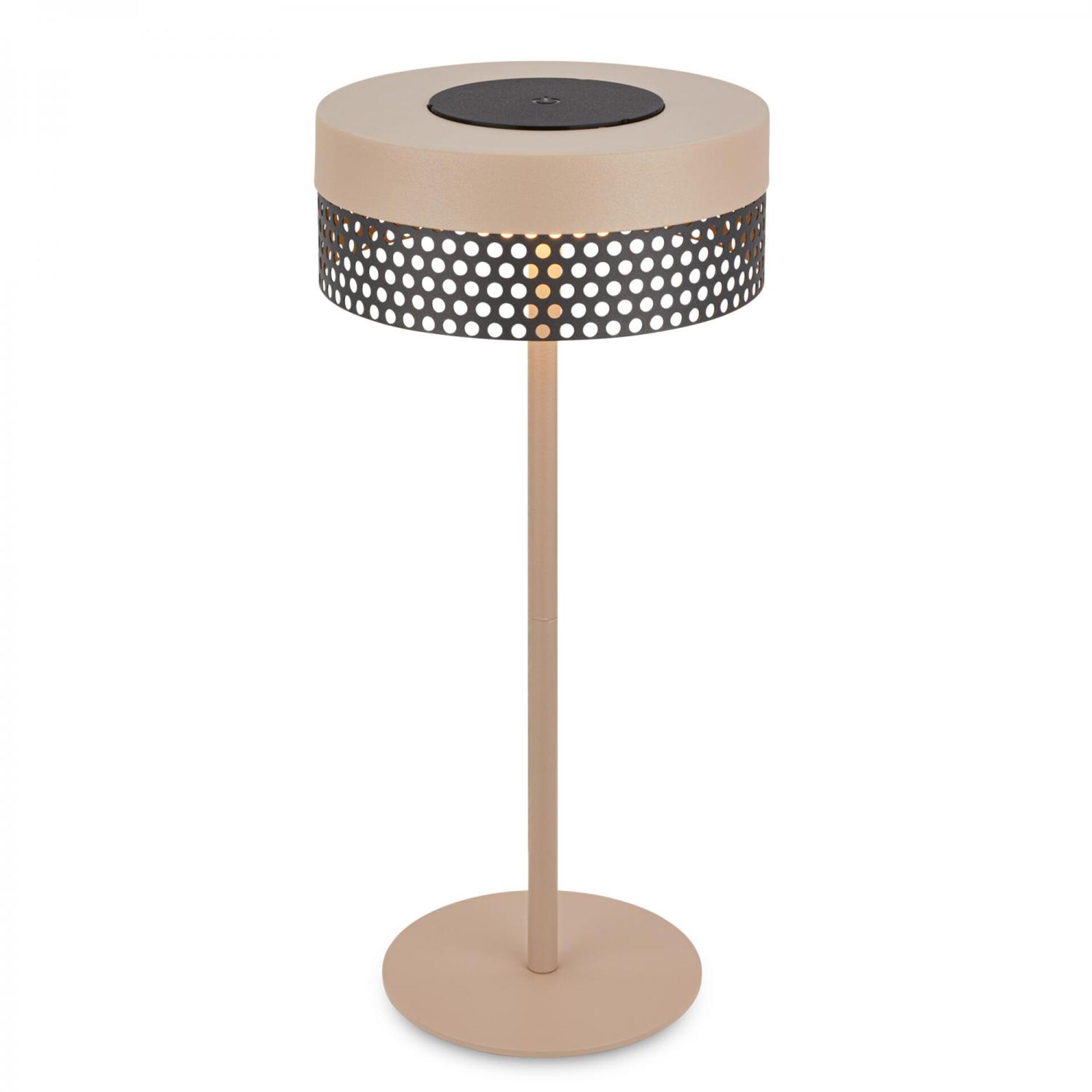 Levně BRILONER Booha stolní lampa - 2,5W, 300lm, bezdrátová, IP44, LED, stmívatelná, teplá bílá, béžová/antracit 7576011