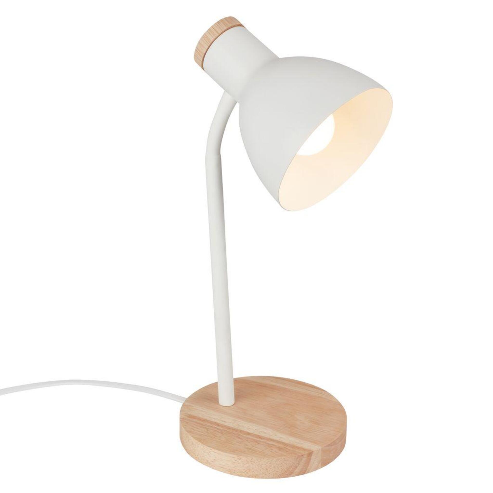 Levně BRILONER Prep stolní lampička - s vypínačem, E14 patice, max. 10W, bílá / dřevo 7659016