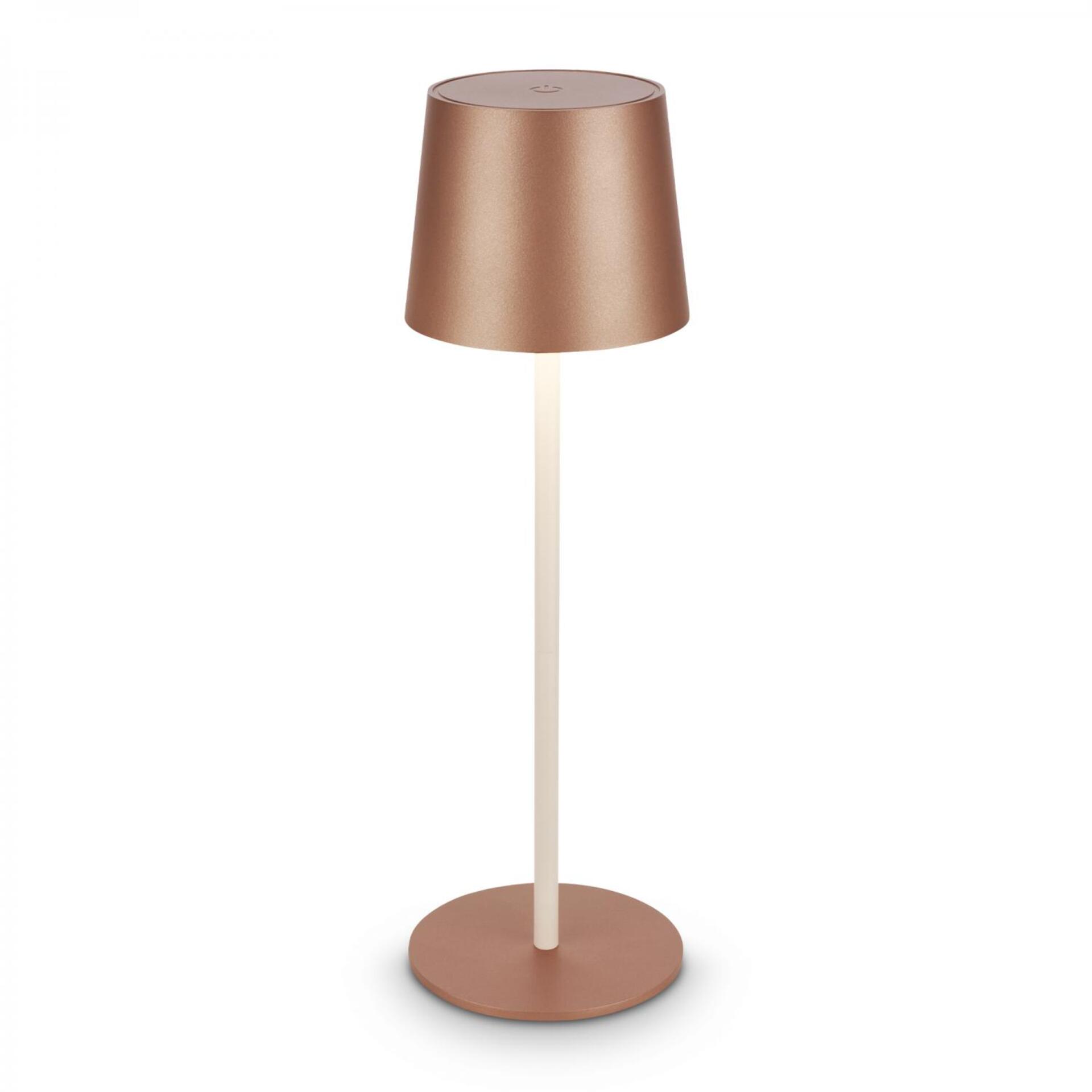 Levně BRILONER Bota stolní lampa - 2,6W, 120lm, nabíjecí, LED, stmívatelné, dotykový vypínač, teplá bílá, kávová 7708014