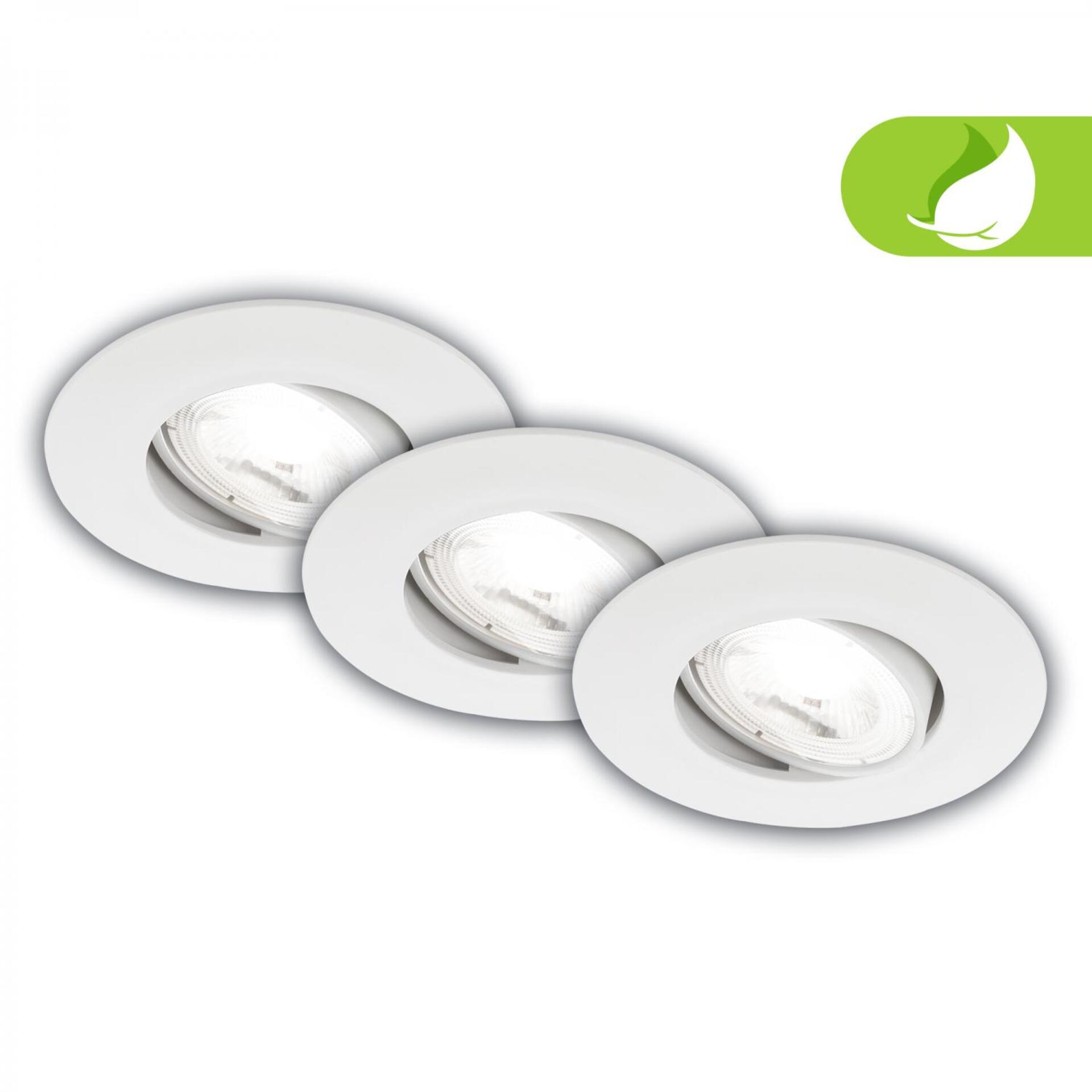 Levně BRILONER 3ks sada LED vestavné bodové svítidlo EEK A 90mm, nastavitelné, ploché, 2W, 4000K, bílé 7989036