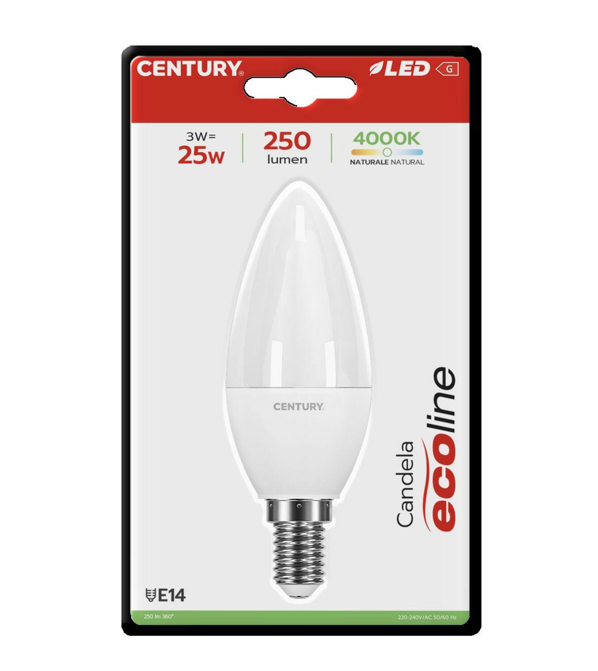 CENTURY LED ECOLINE CANDLE 3W E14 4000K 180d