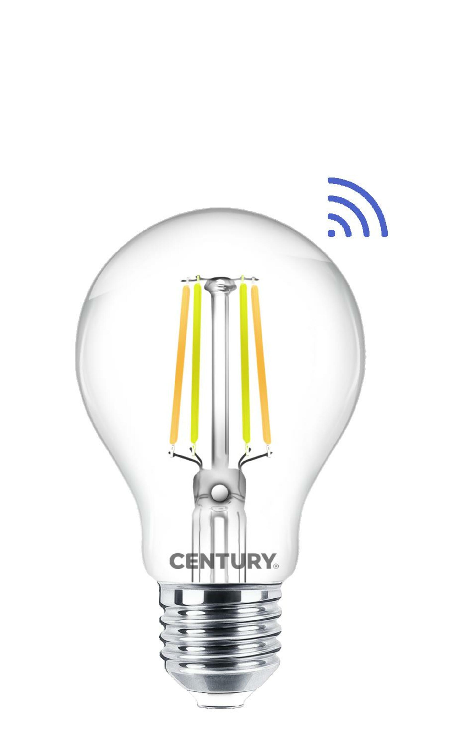 CENTURY LED FILAMENT HRUŠKA ČIRÁ WIFI SMART 7W E27 CCT 2700-6500K 360d Tuya WiFi