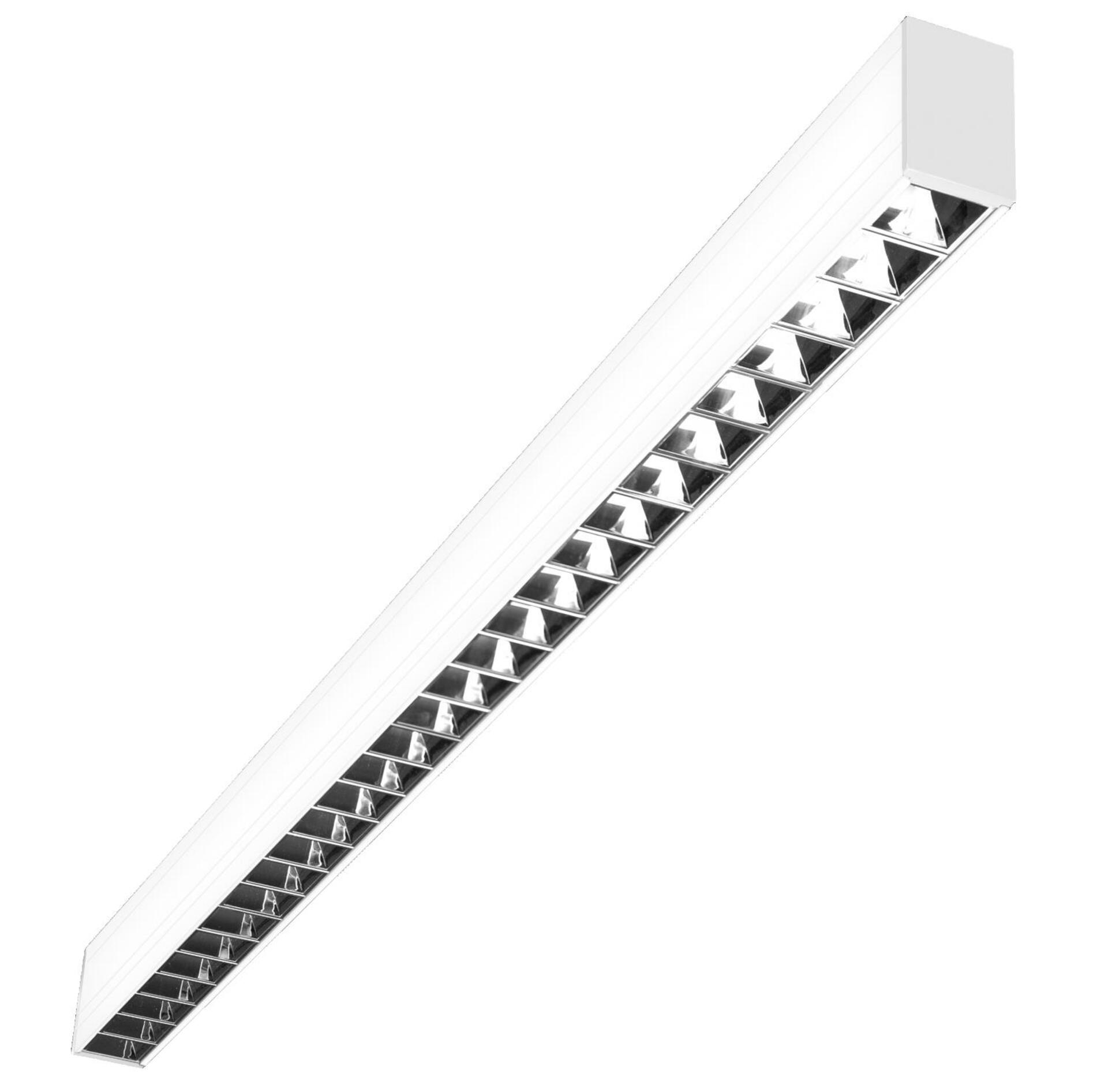 Levně CENTURY LED liniové svítidlo LINKY bílá závěsné parabolický reflektor 32W 4000K Ra80 UGR16 60d IP20 1131x50x75mm včetně 2ks závěsů 1,5m