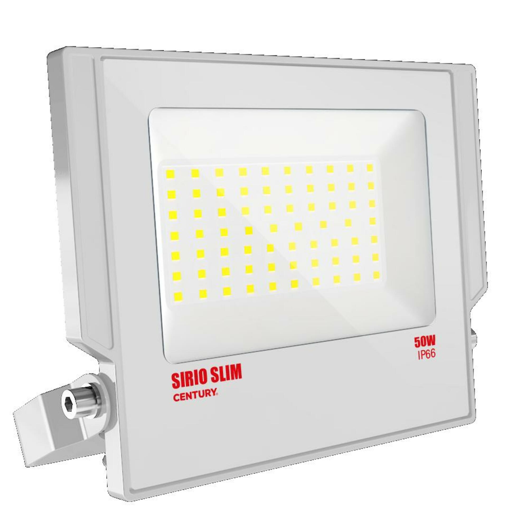 CENTURY LED reflektor SIRIO SLIM BÍLÝ 50W 4000K 110d 178x200x28mm IP66 IK08