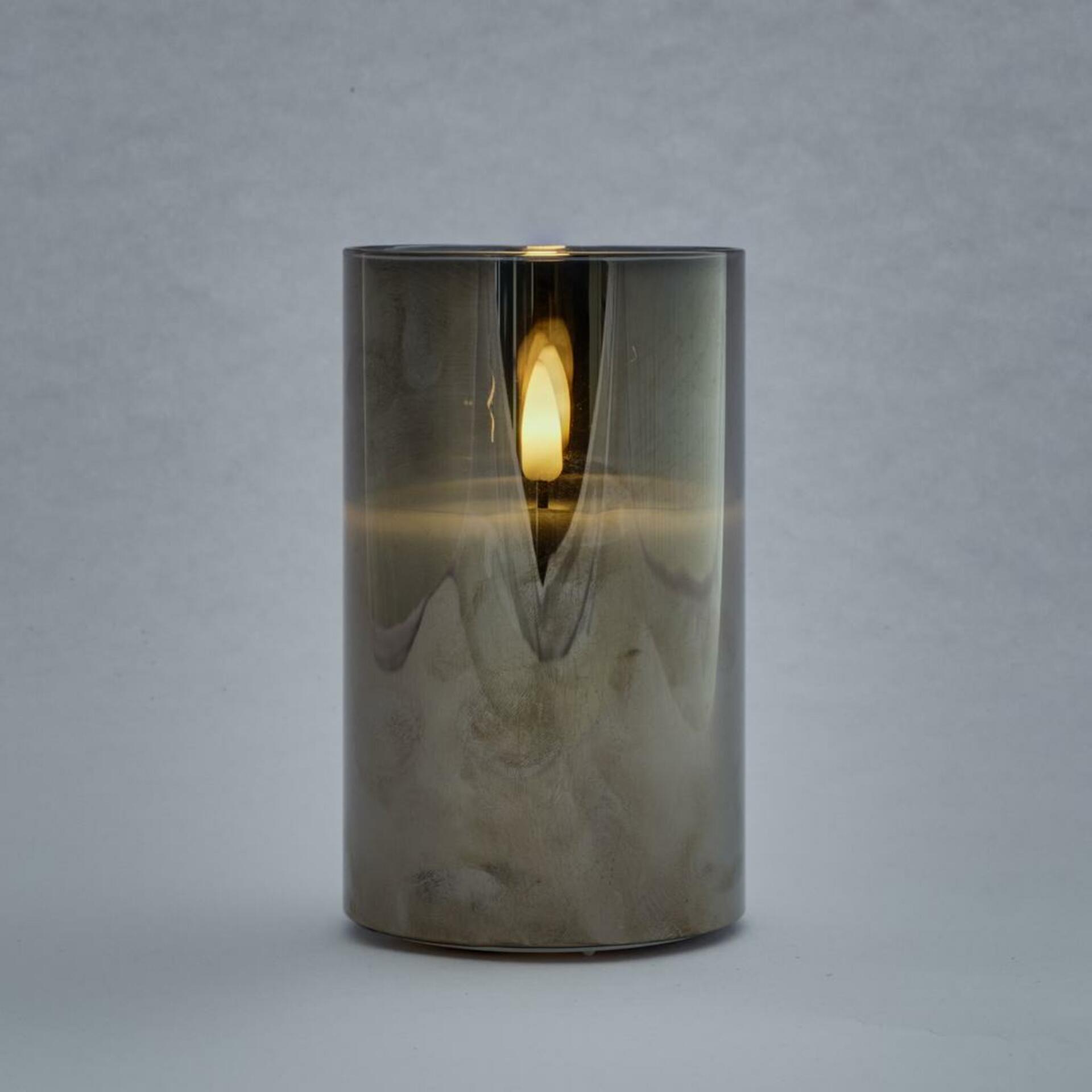 DecoLED LED svíčka ve skle, 7,5 x 15 cm, šedá