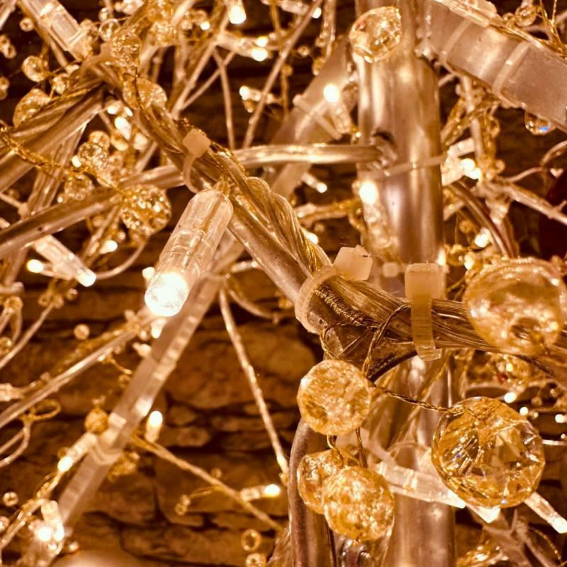 DecoLED Led světelný řetěz s krystalky, 8 m, zlatý kabel, Eco Fix
