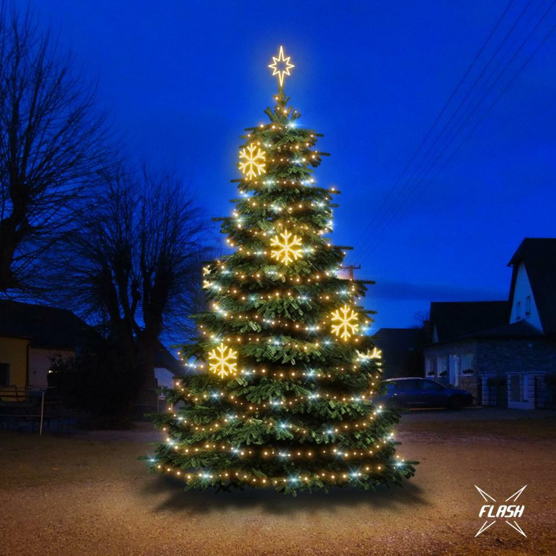 DecoLED LED světelná sada na stromy vysoké 6-8m, teplá bílá s Flash, dekory EFD02W