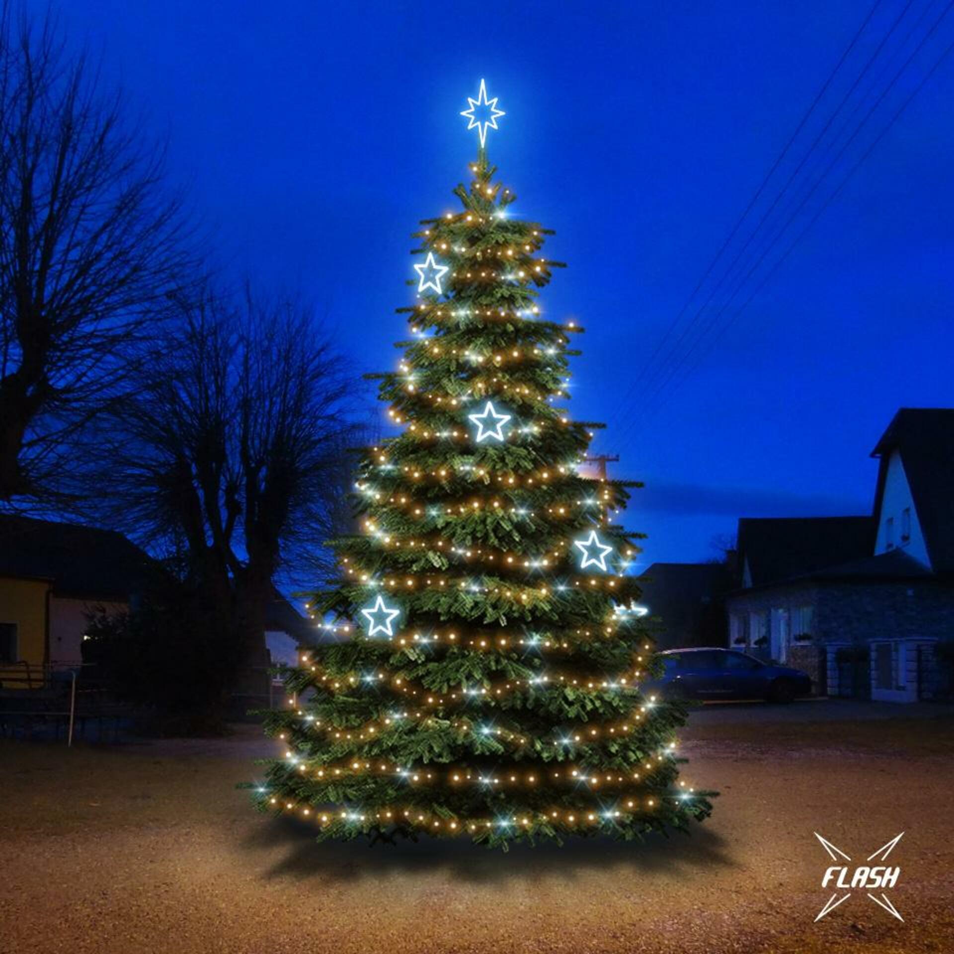 DecoLED LED světelná sada na stromy vysoké 6-8m, teplá bílá s Flash, ledové dekory EFD11