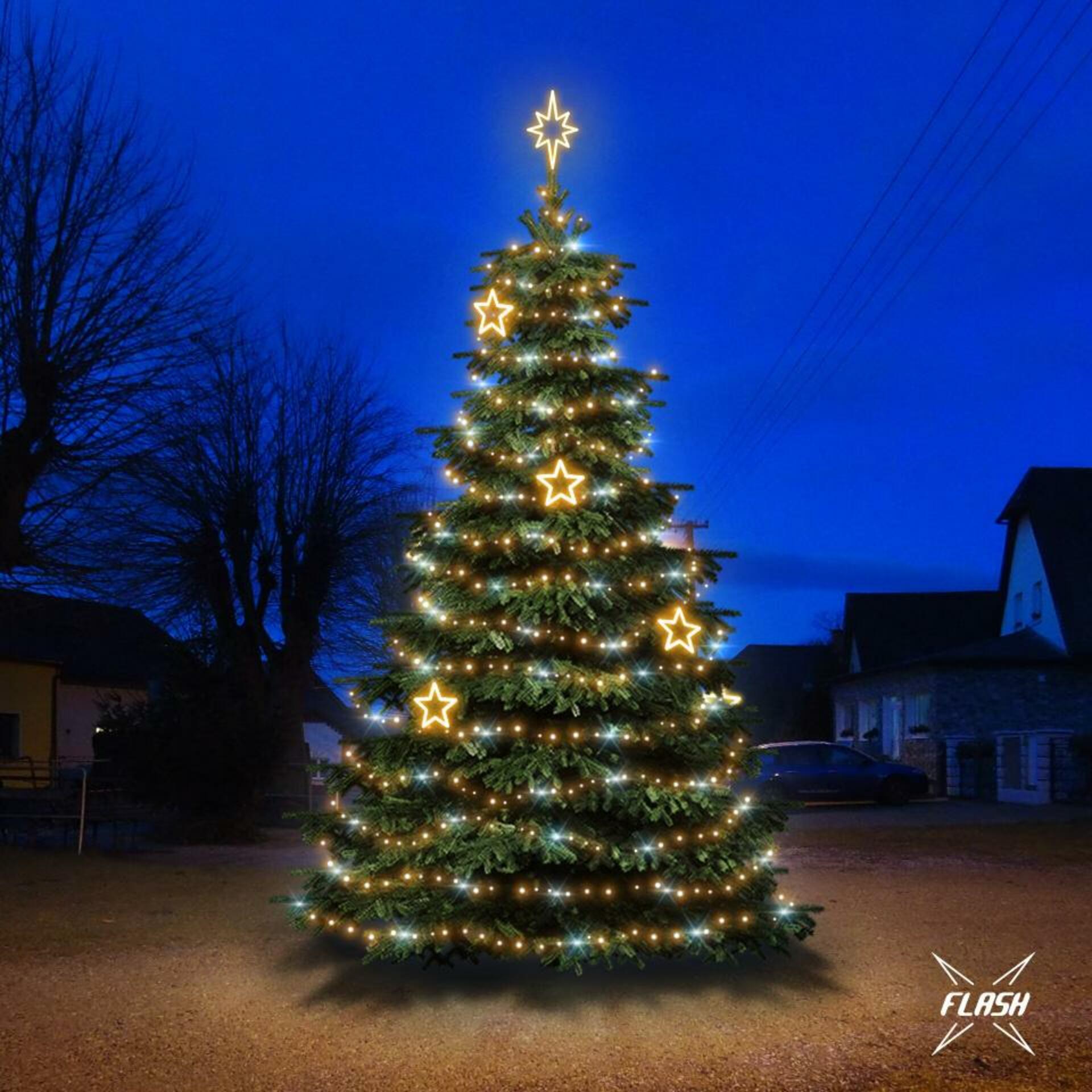 DecoLED LED světelná sada na stromy vysoké 6-8m, teplá bílá s Flash, dekory EFD12W