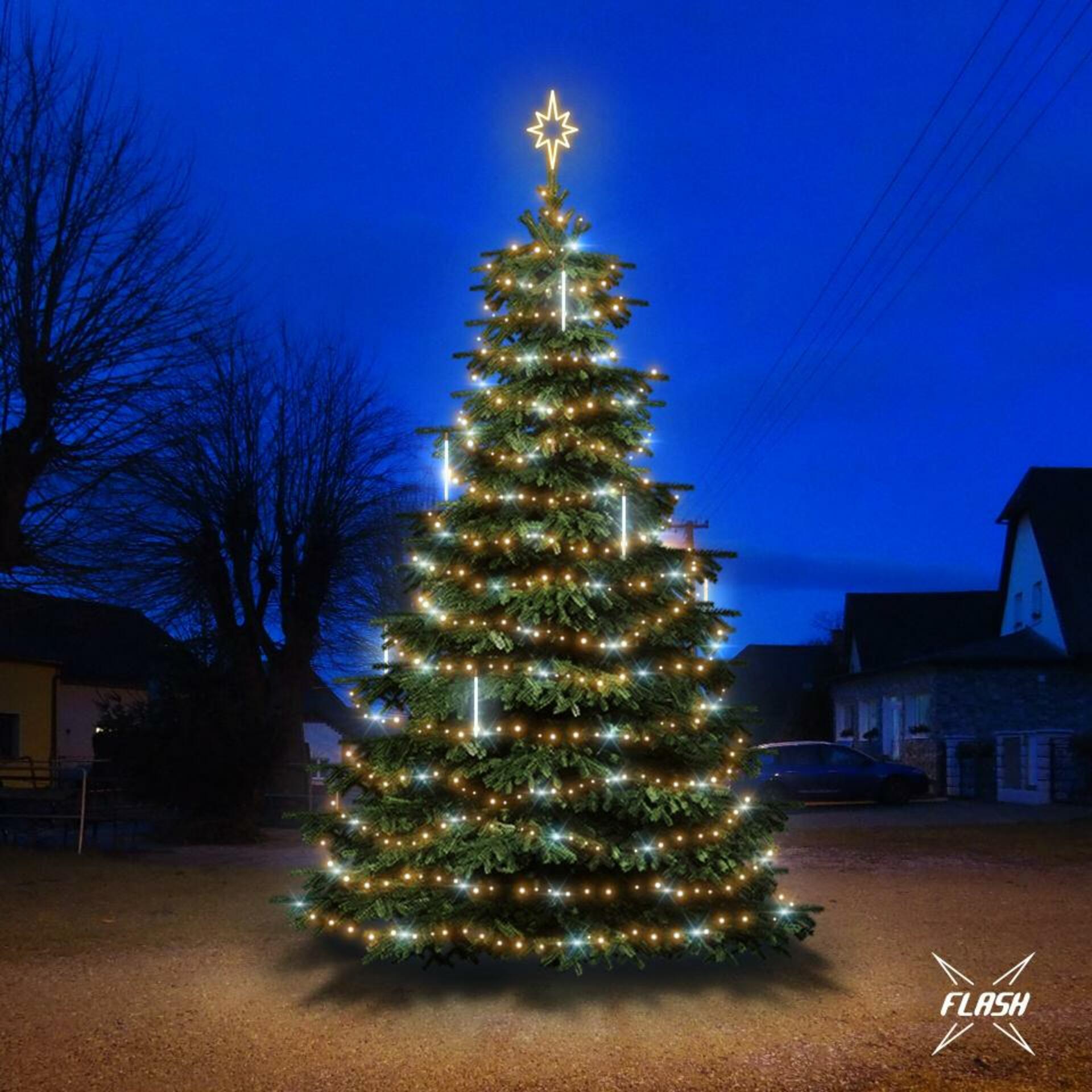 DecoLED LED světelná sada na stromy vysoké 6-8m, teplá bílá s Flash, s padajícím sněhem