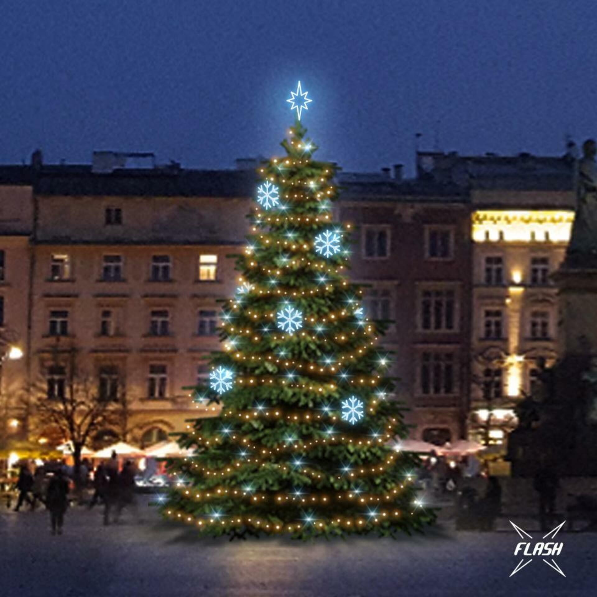 DecoLED LED světelná sada na stromy vysoké 9-11m, teplá bílá s Flash, ledové dekory EFD01