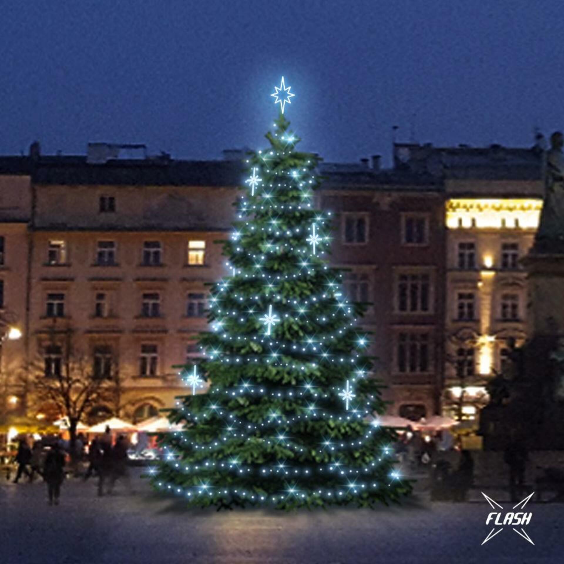 DecoLED LED světelná sada na stromy vysoké 9-11m, ledová bílá s Flash, dekory EFD15S2