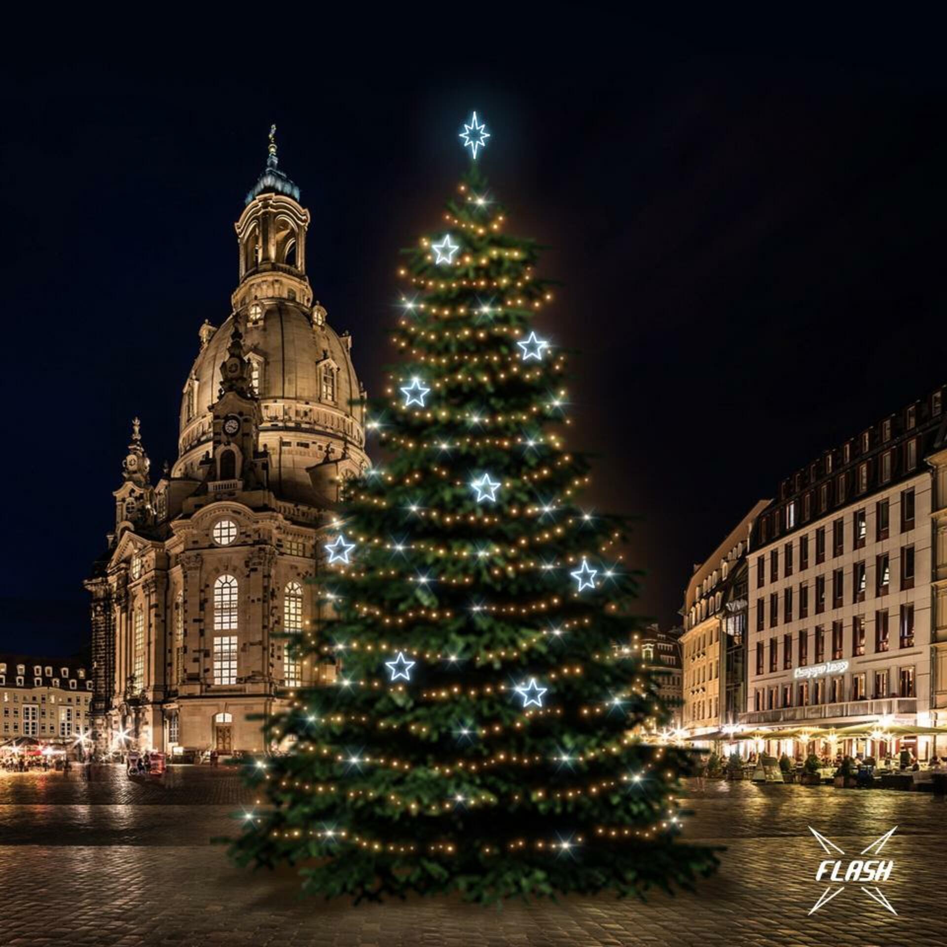 DecoLED LED světelná sada na stromy vysoké 18-20m, teplá bílá s Flash, ledové dekory 8EFD13