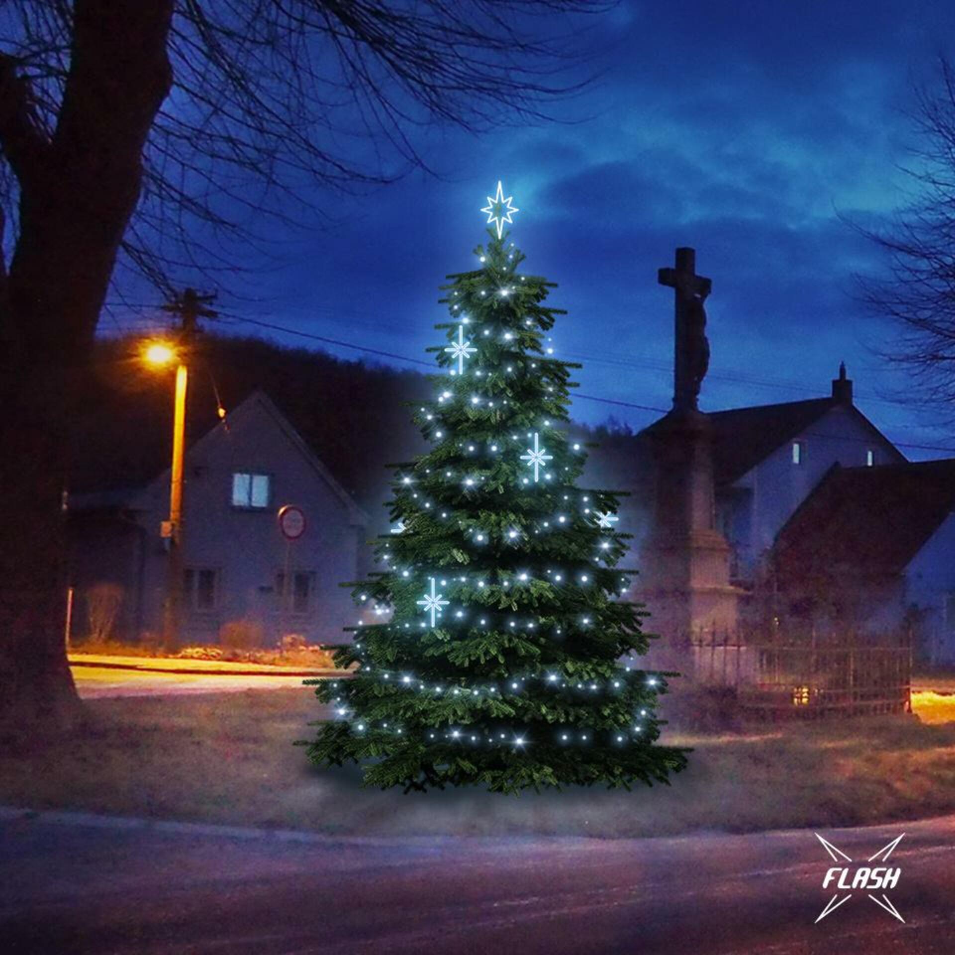 Levně DecoLED LED světelná sada na stromy vysoké 3-5m, ledová bílá s dekory EFD15S1