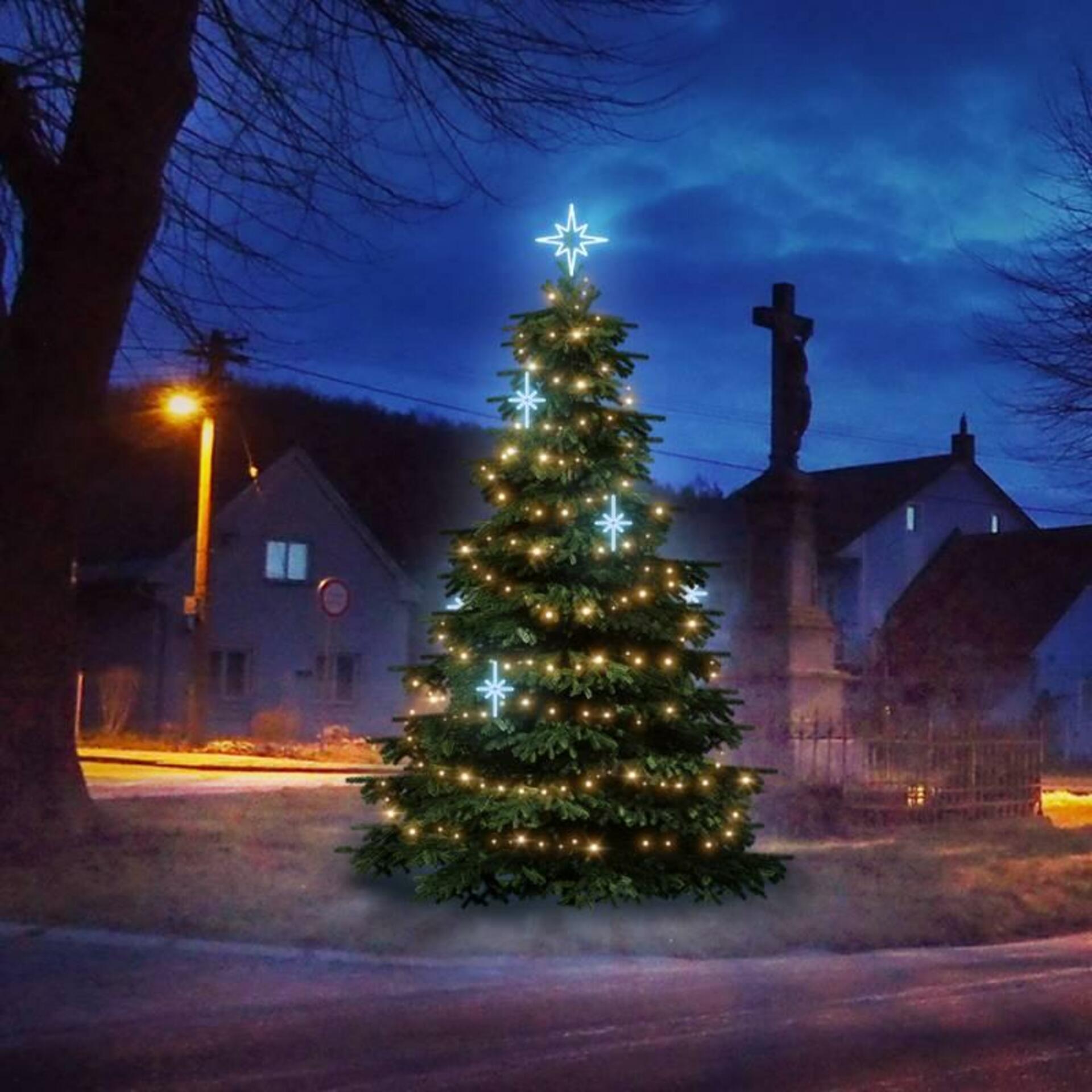 Levně DecoLED LED světelná sada na stromy vysoké 3-5m, teplá bílá s ledově bílými dekory EFD15S1