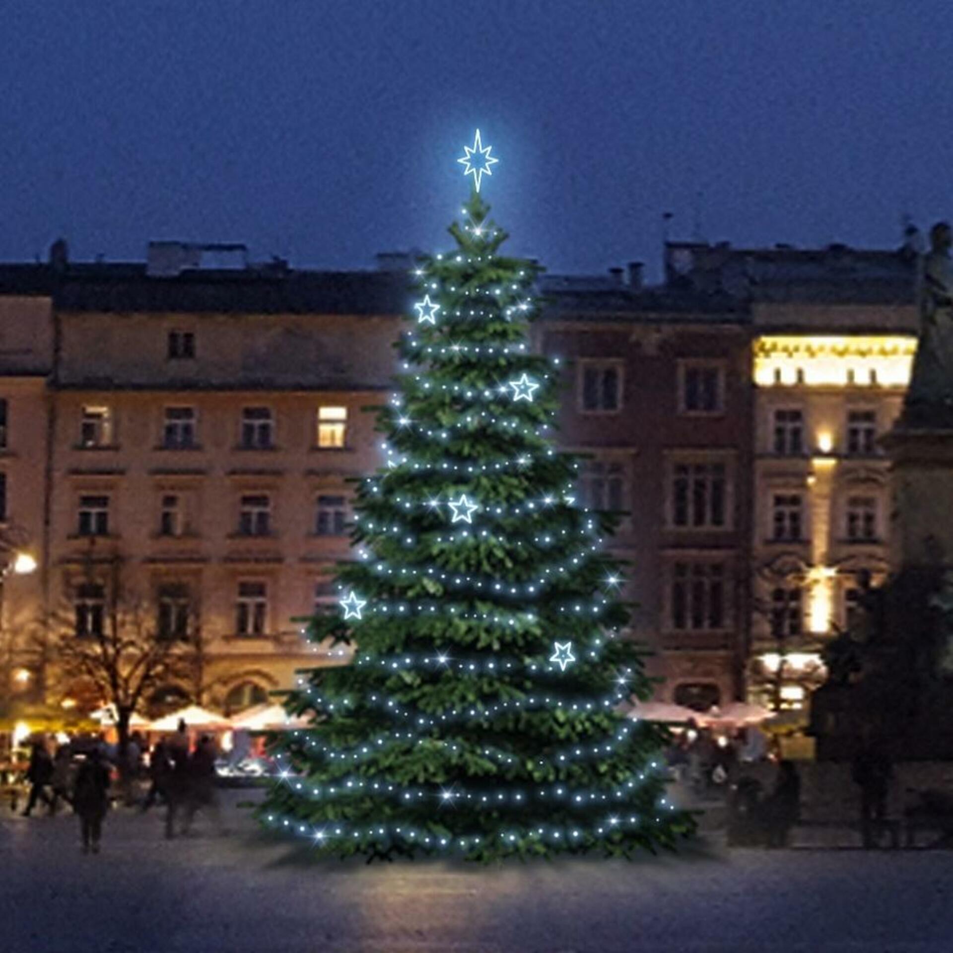 DecoLED LED světelná sada na stromy vysoké 6-8m, ledová bílá s dekory EFD11