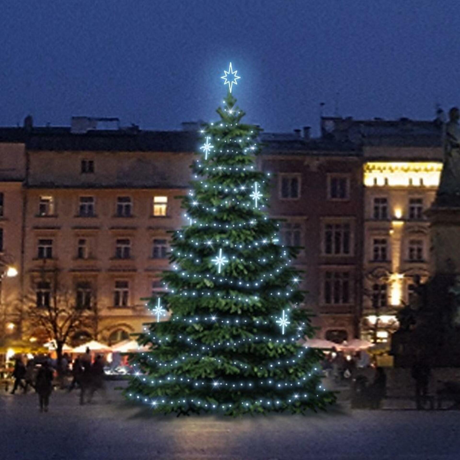 DecoLED LED světelná sada na stromy vysoké 6-8m, ledová bílá s dekory EFD15S2